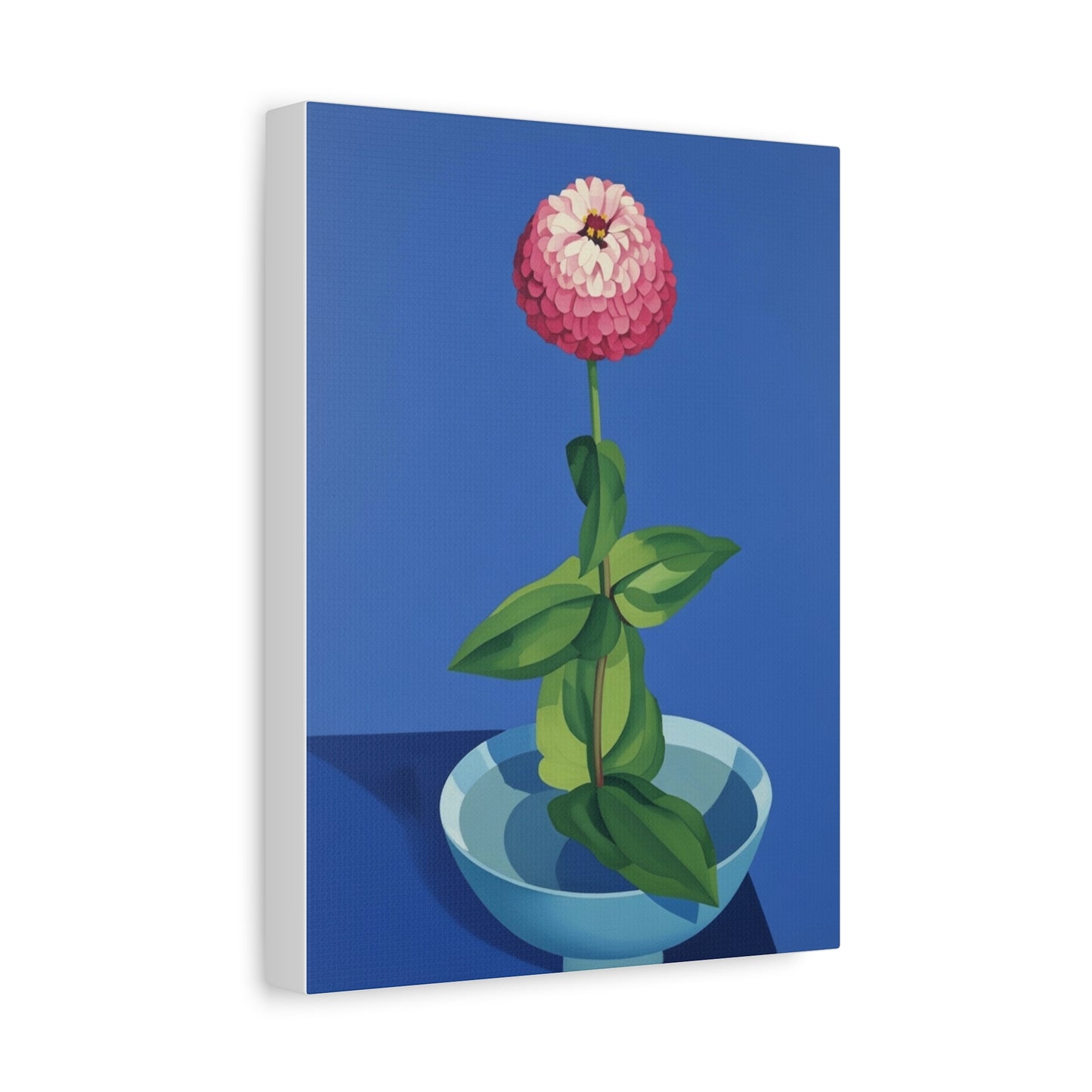 Pink Zinnia Still Life Matte Canvas Wall Art — Stretched 1.25"