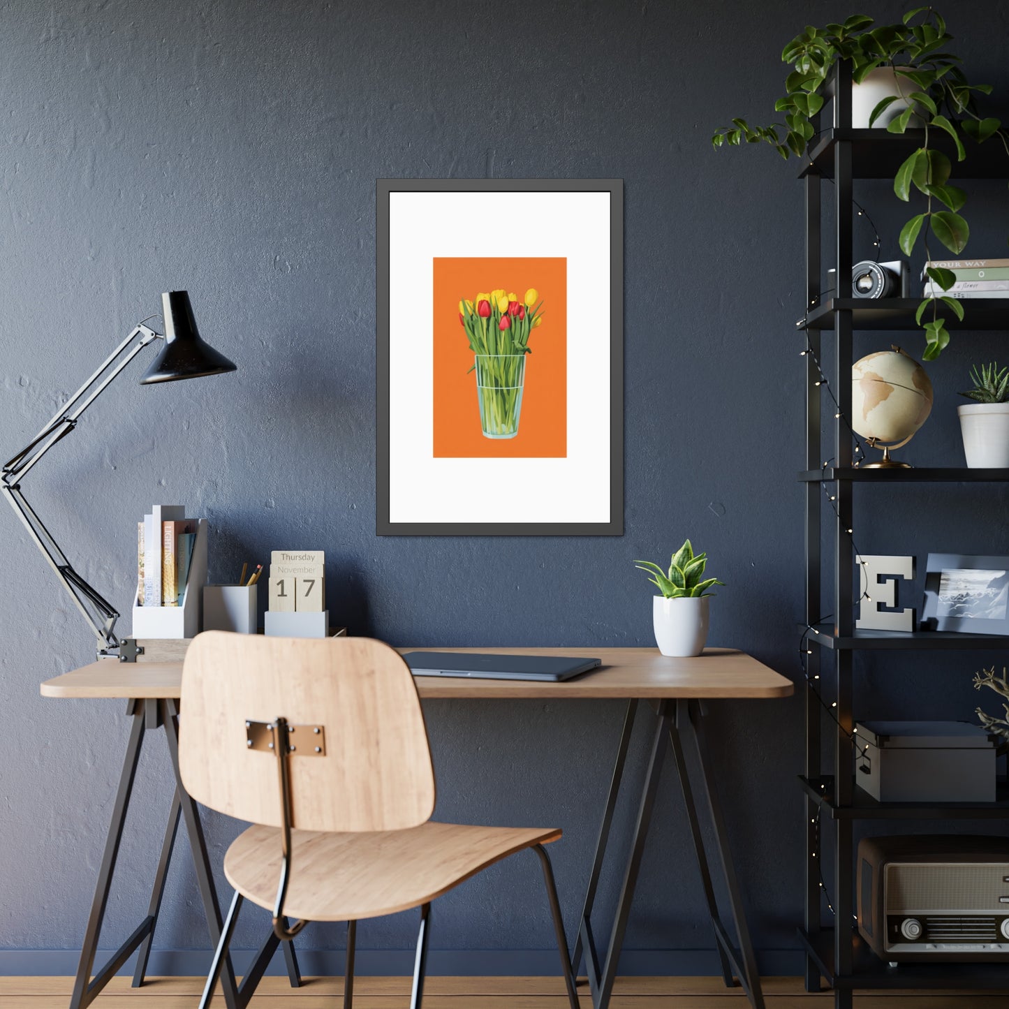Framed Poster — Colorful Tulip Vase Wall Art (Spring Floral Print)