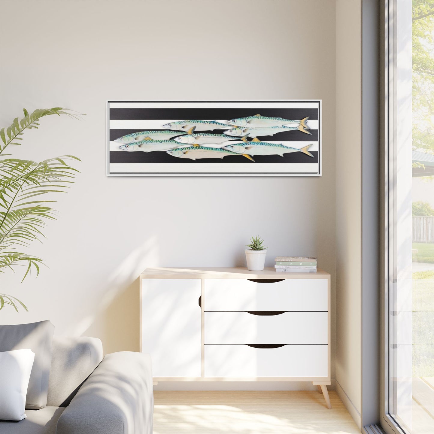 Striped Mackerel Canvas Print — Framed Matte Fish Wall Art