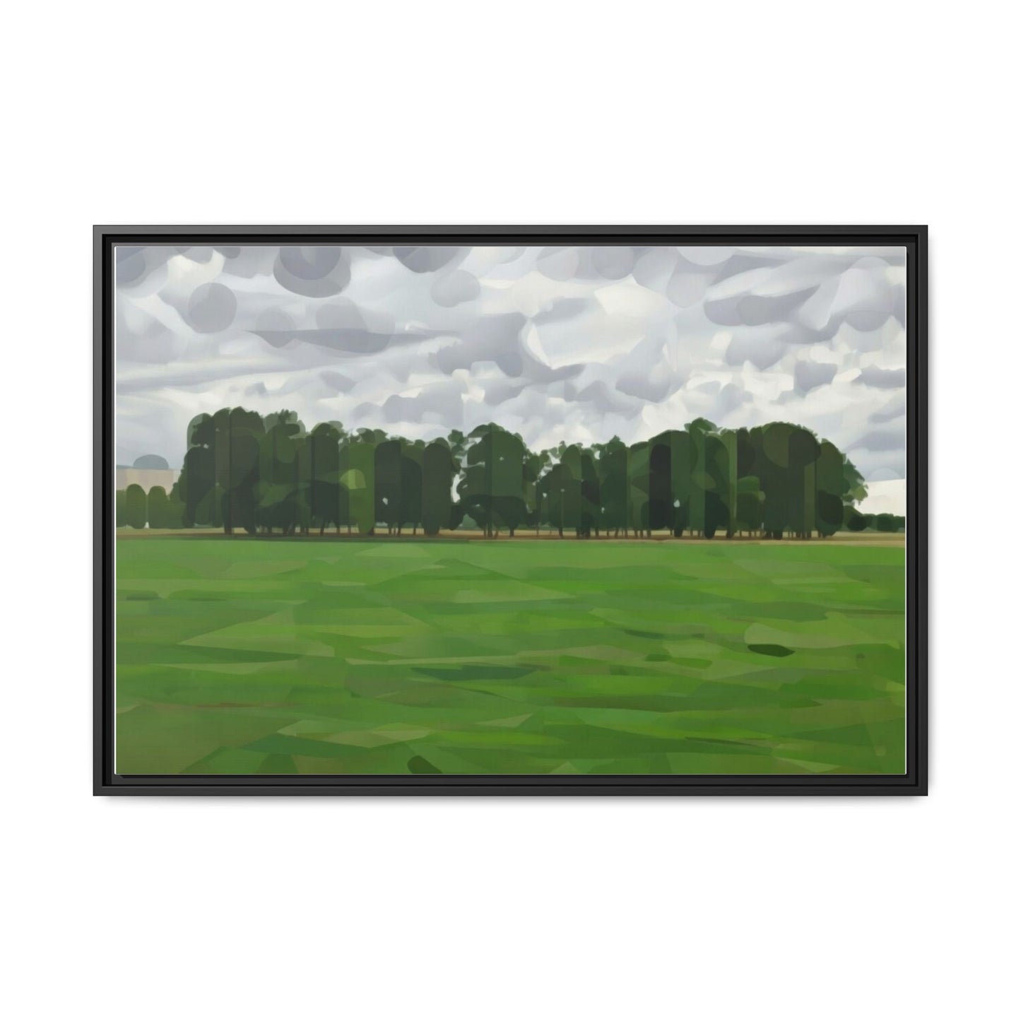 Framed Matte Canvas Print — Minimalist Green Landscape Art