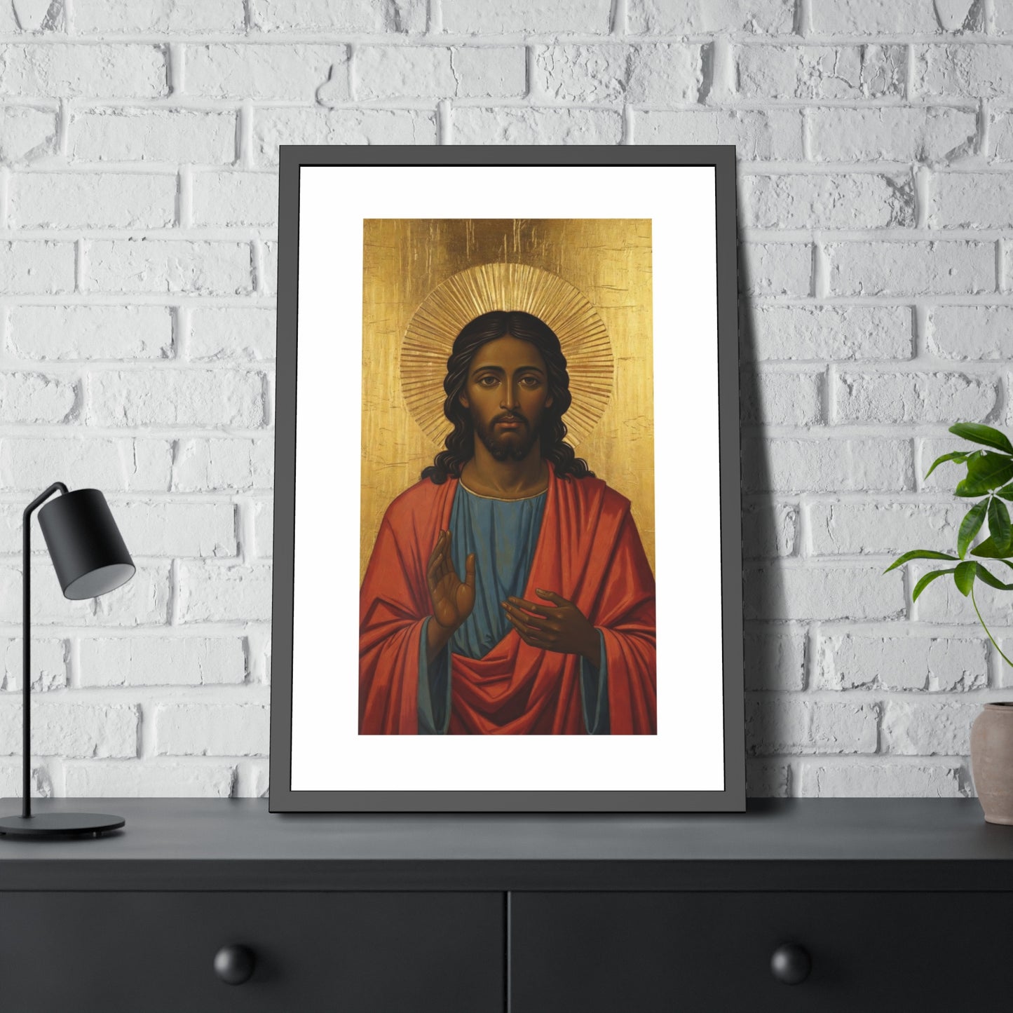 Religious Art Poster — Icon of Christ Framed Paper Print
