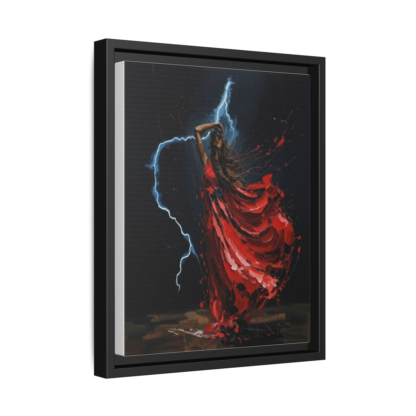 Framed Matte Canvas Print — Red Dancer Lightning Art