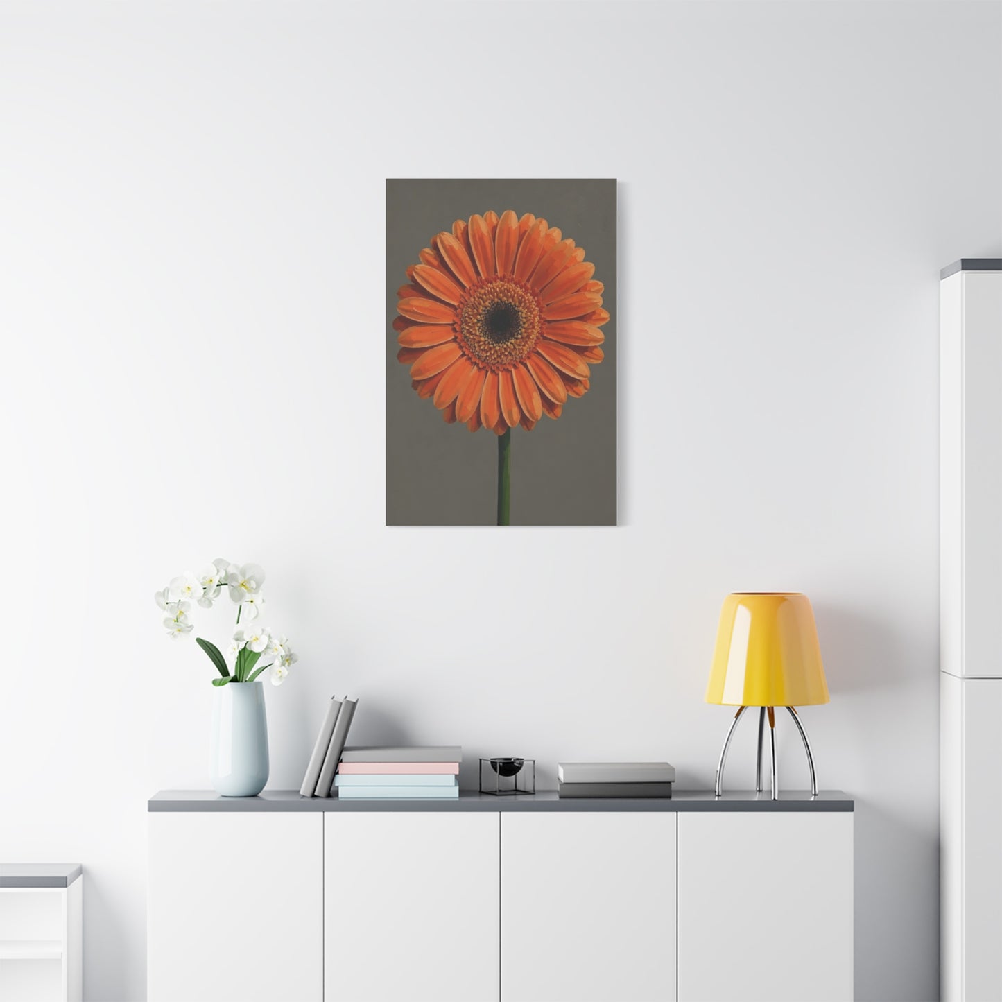 Orange Gerbera Flower Matte Canvas Print — Stretched Wall Art