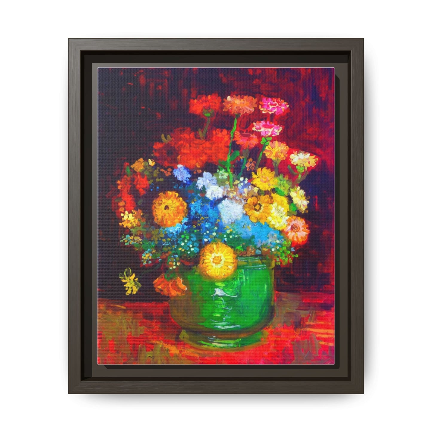 Framed Floral Canvas Print — Colorful Bouquet Wall Art