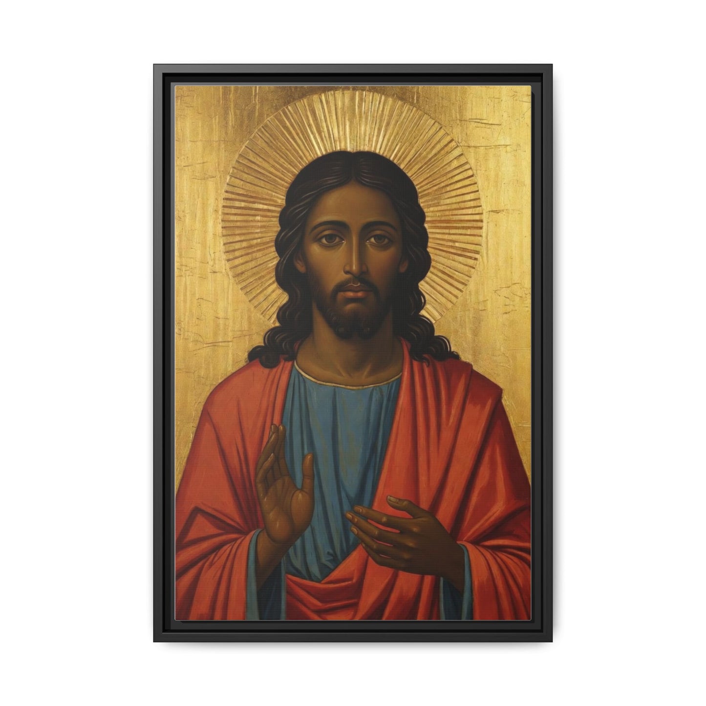Framed Orthodox Christ Icon Matte Canvas — Religious Wall Art for Home, Church, or Prayer Corner