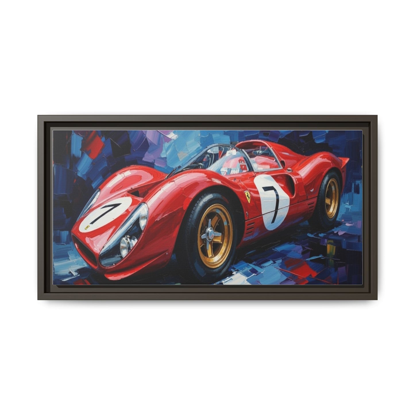 Vintage Ferrari Red Racecar Matte Canvas Framed Wall Art