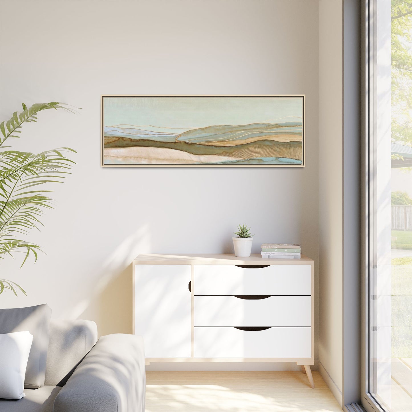 Framed Matte Canvas Coastal Abstract Landscape Wall Art