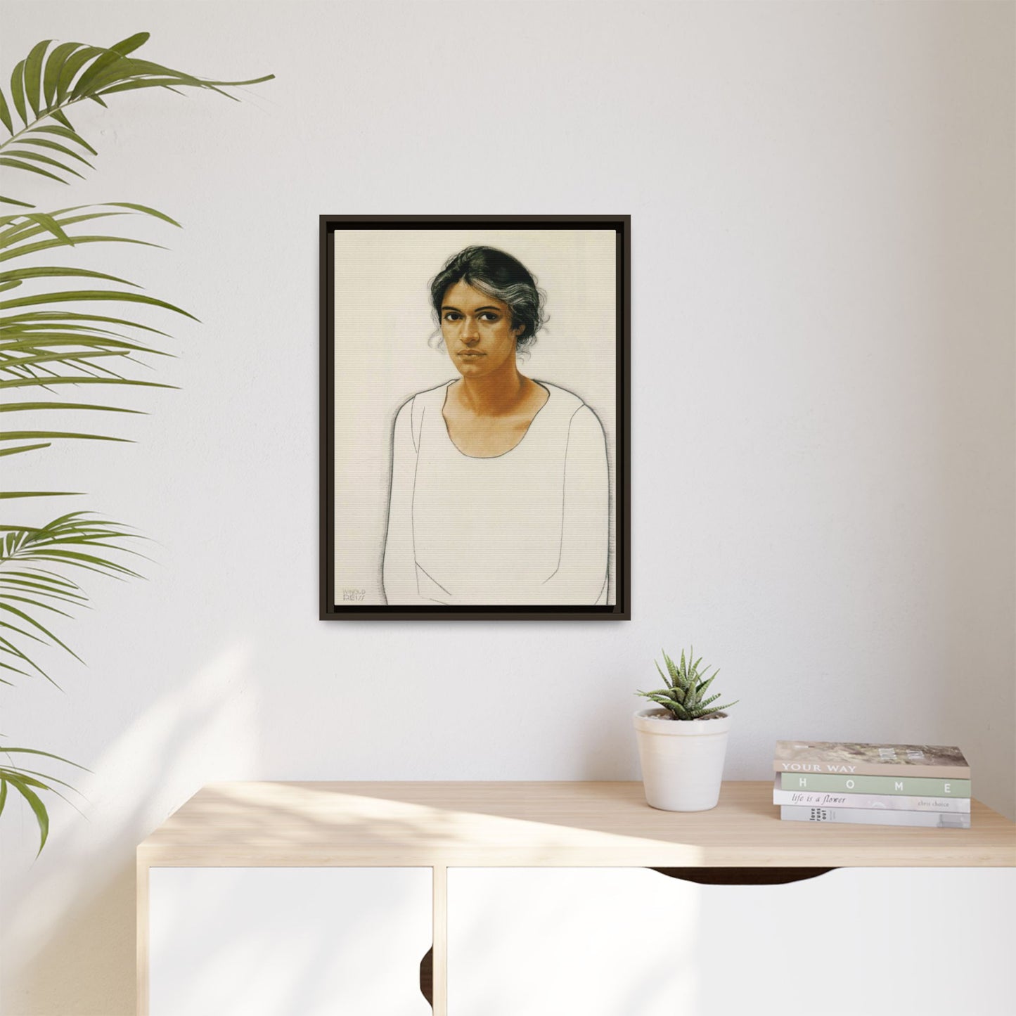 Portrait of a Woman by Winold Reiss Framed Matte Canvas Portrait Print