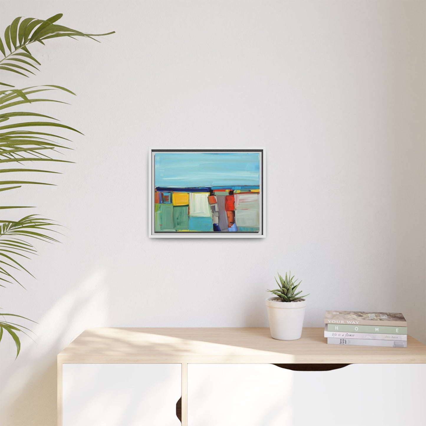Abstract Coastal Blocks Matte Canvas Print (Framed)