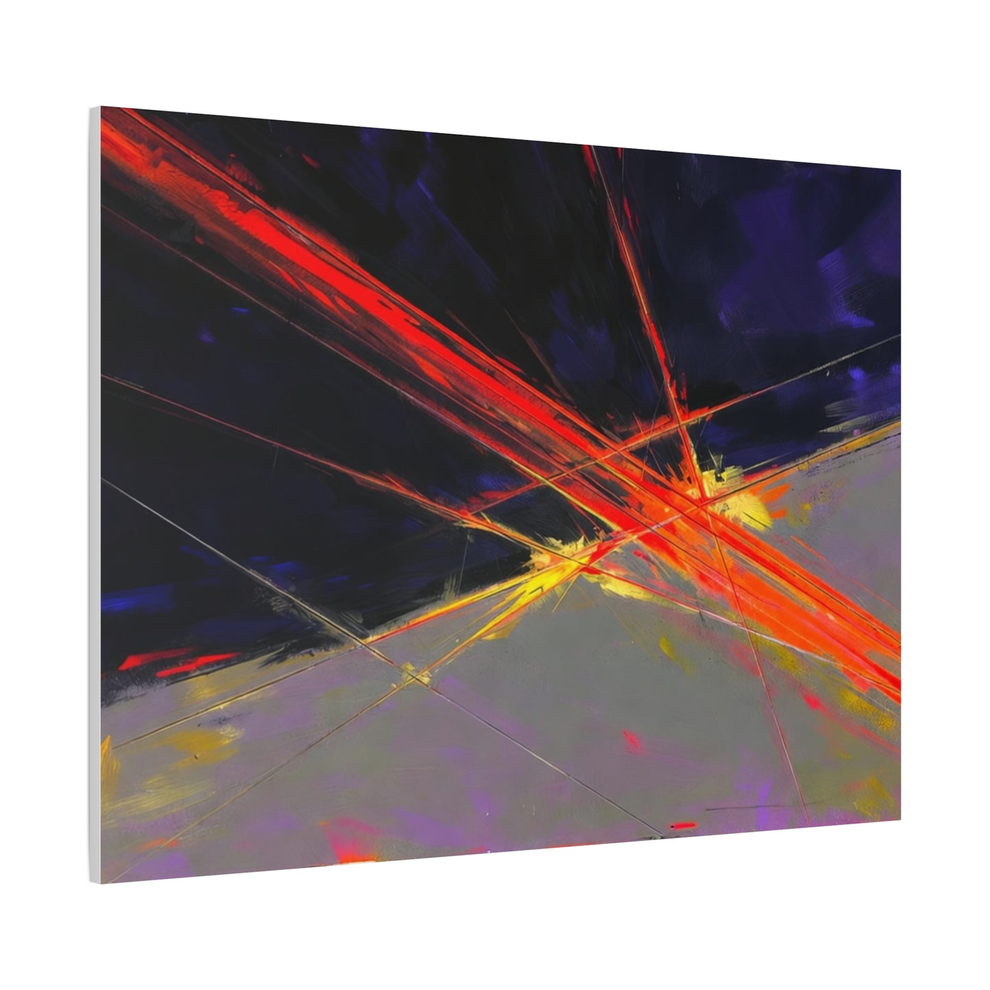 Abstract Red Streaks Matte Canvas Print — Modern Geometric Wall Art