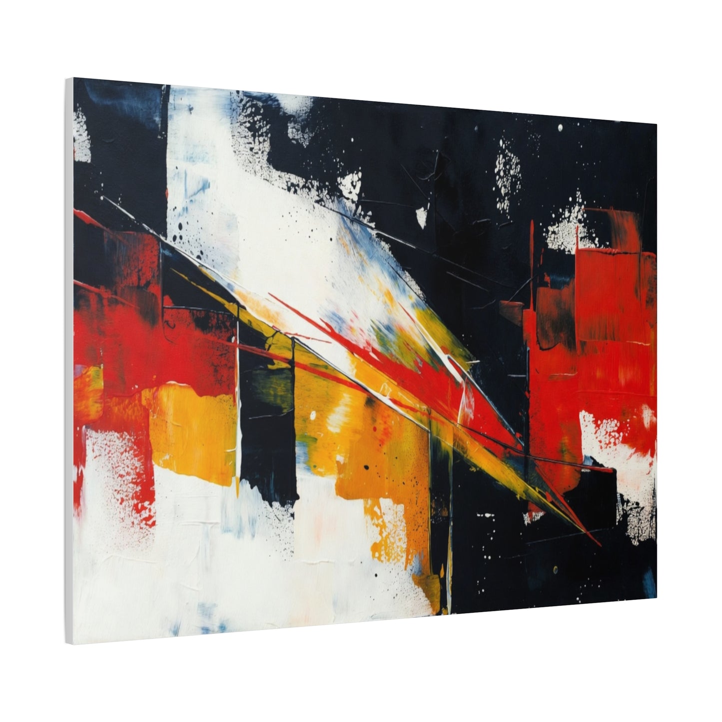 Abstract Geometric Canvas Art — Bold Red & Black Modern Wall Painting