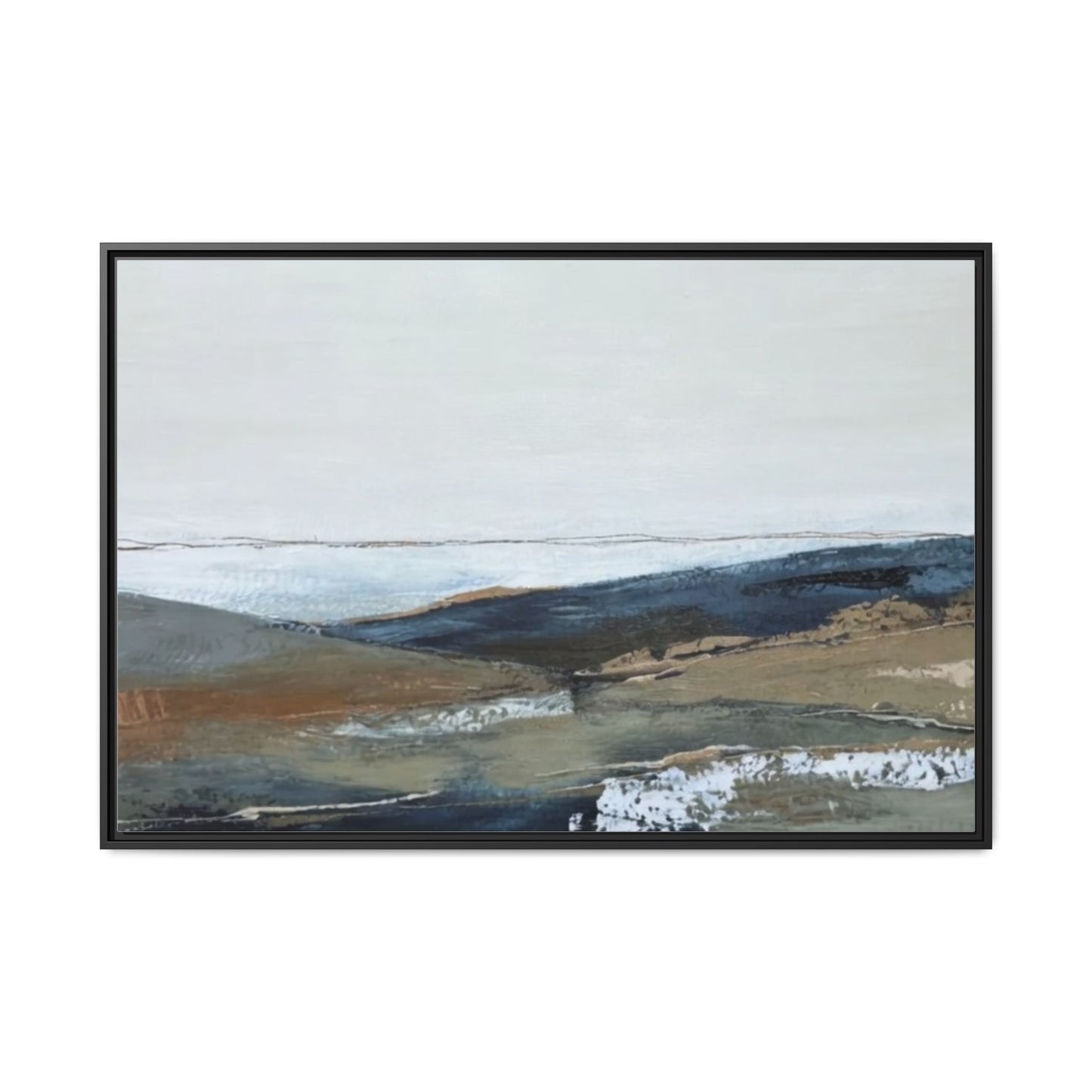 Framed Matte Canvas Wall Art — Serene Coastal Abstract Landscape