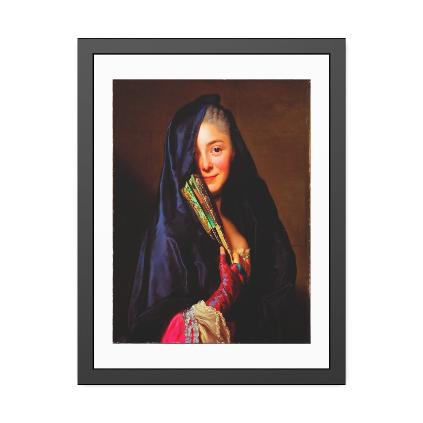 Framed Art Print — Woman with Fan Vintage Portrait Poster