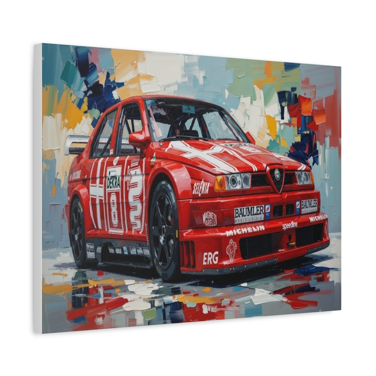Racing Alfa Romeo Canvas Print — Red Race Car Stretched Wall Art