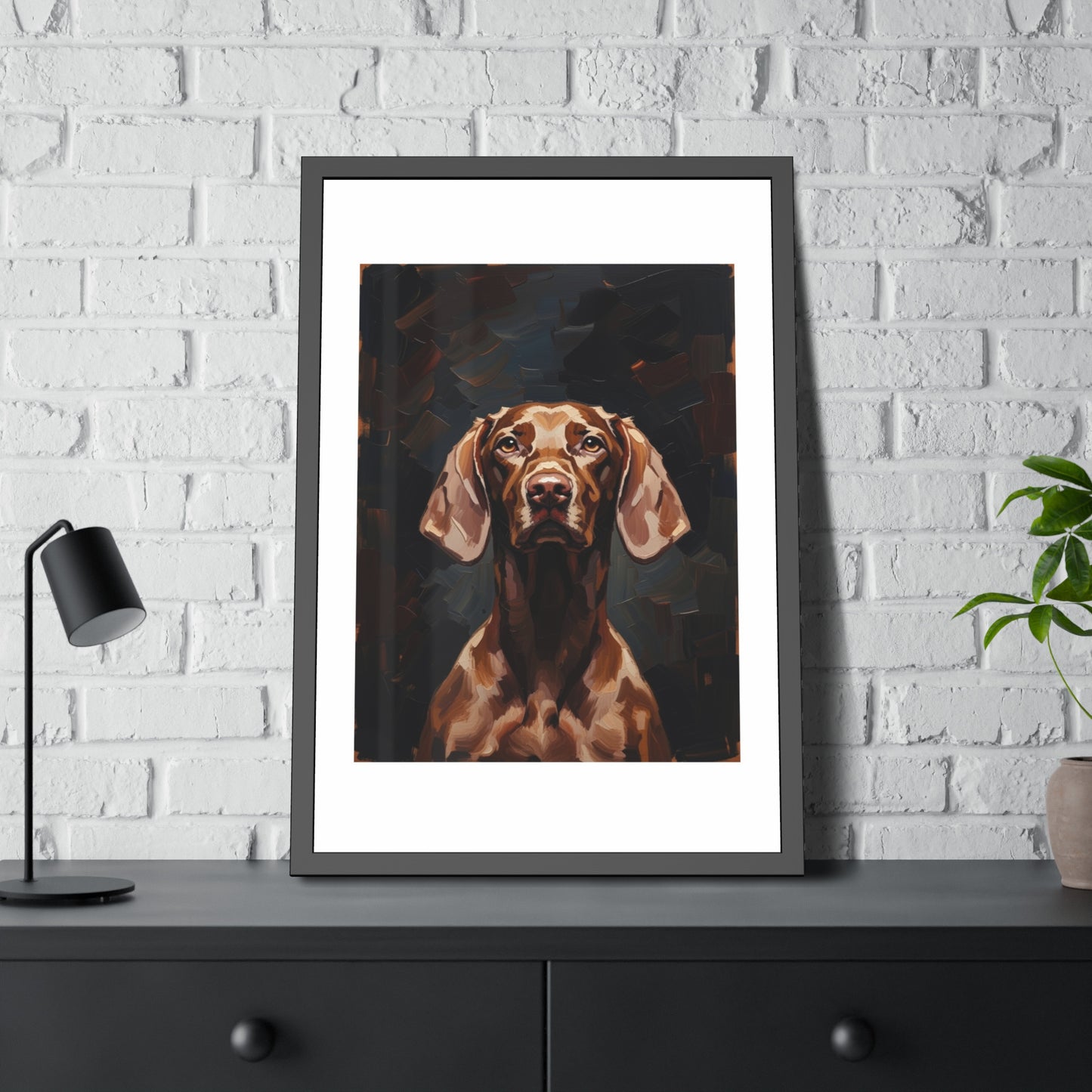 Chocolate Vizsla Dog Framed Paper Posters
