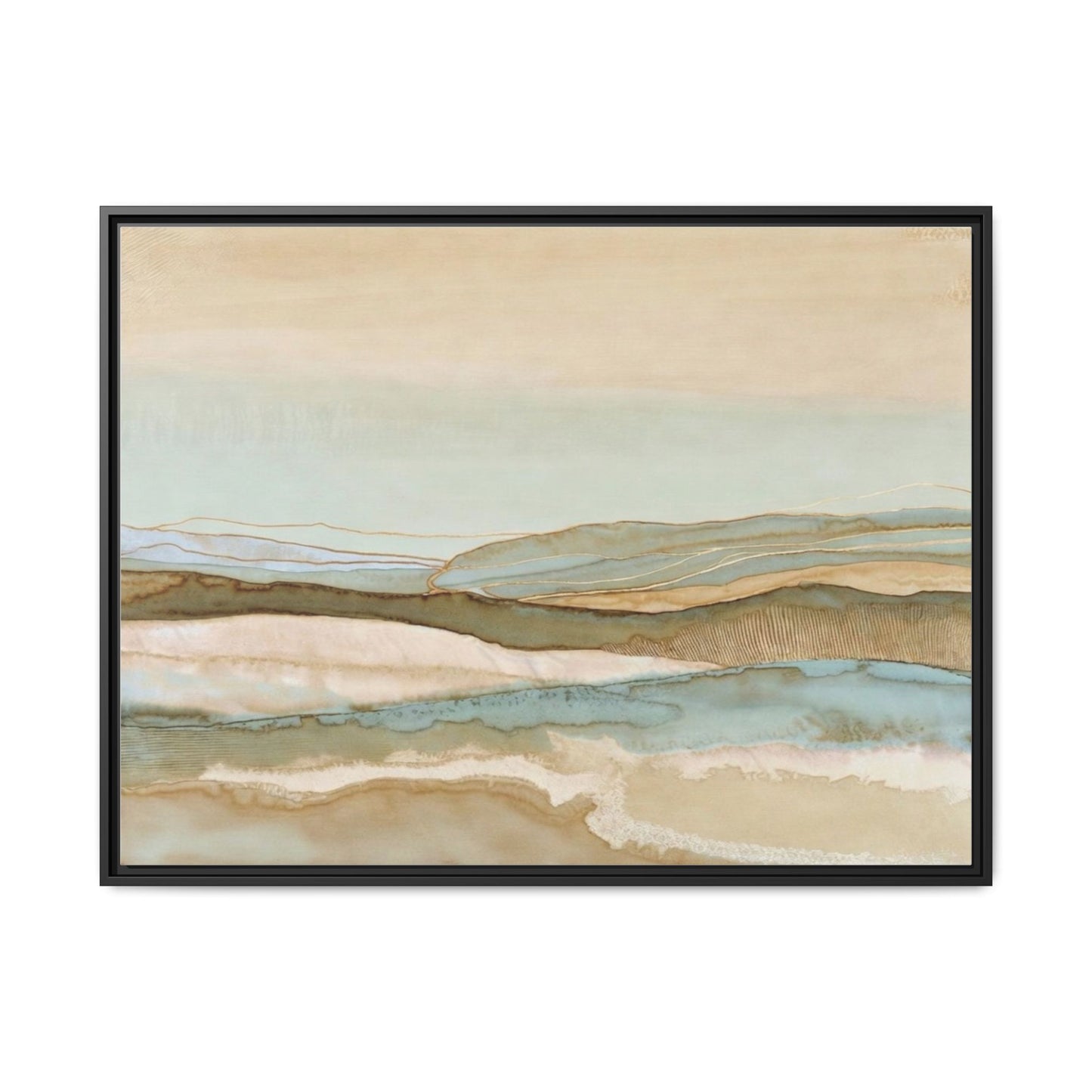 Framed Matte Canvas Coastal Abstract Landscape Wall Art