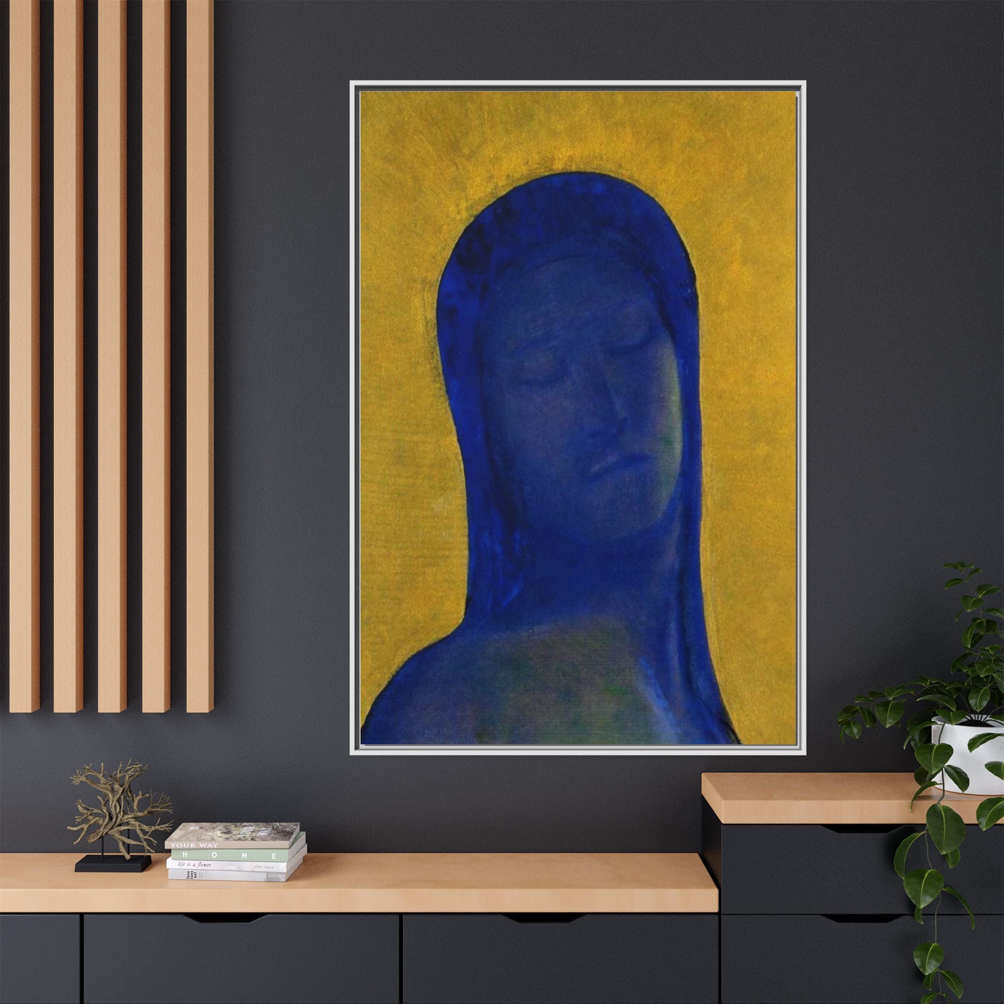 Closed Eyes by Odilon Redon Framed Matte Canvas Wall Art Print