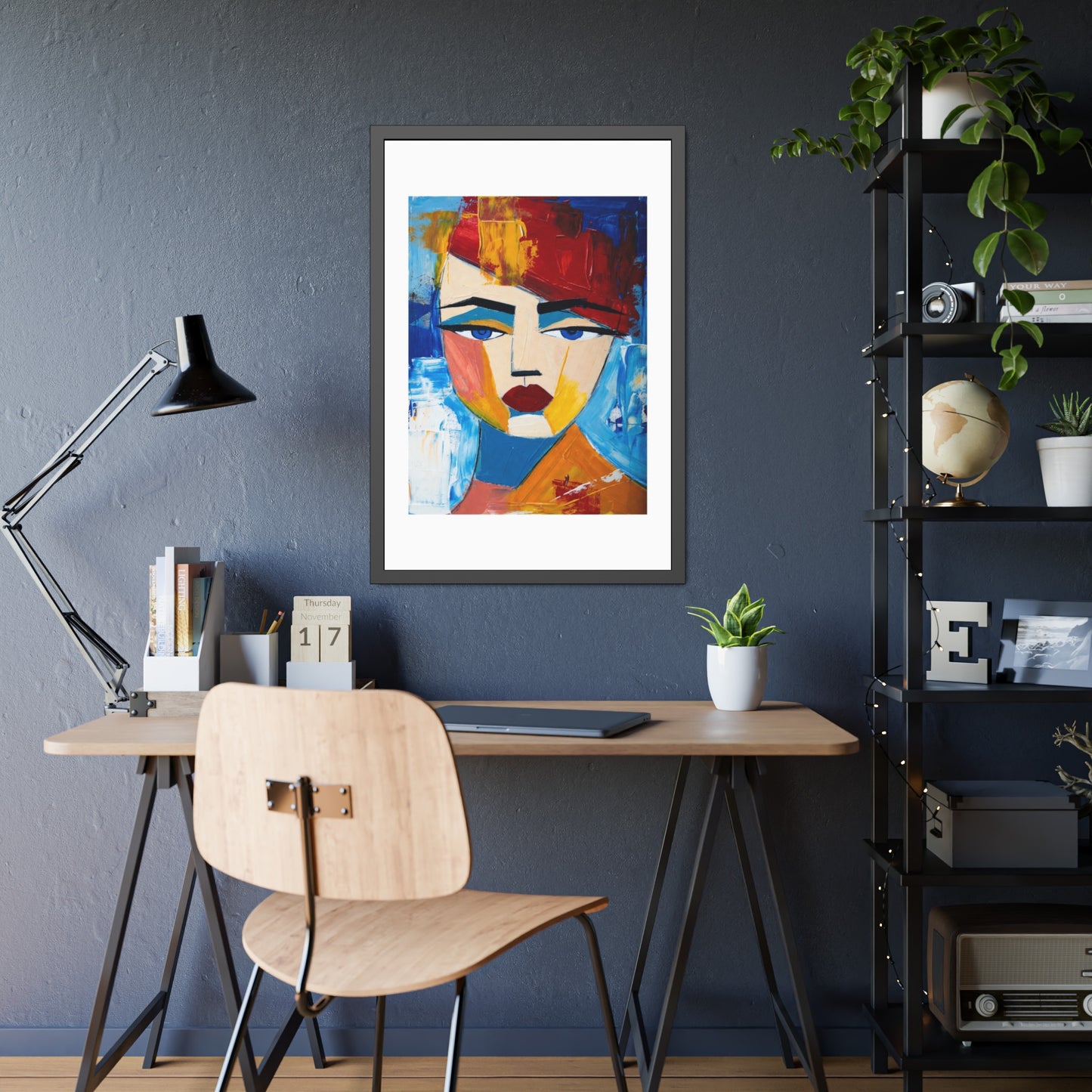 Abstract Colorful Face Framed Poster — Modern Pop Art Wall Print