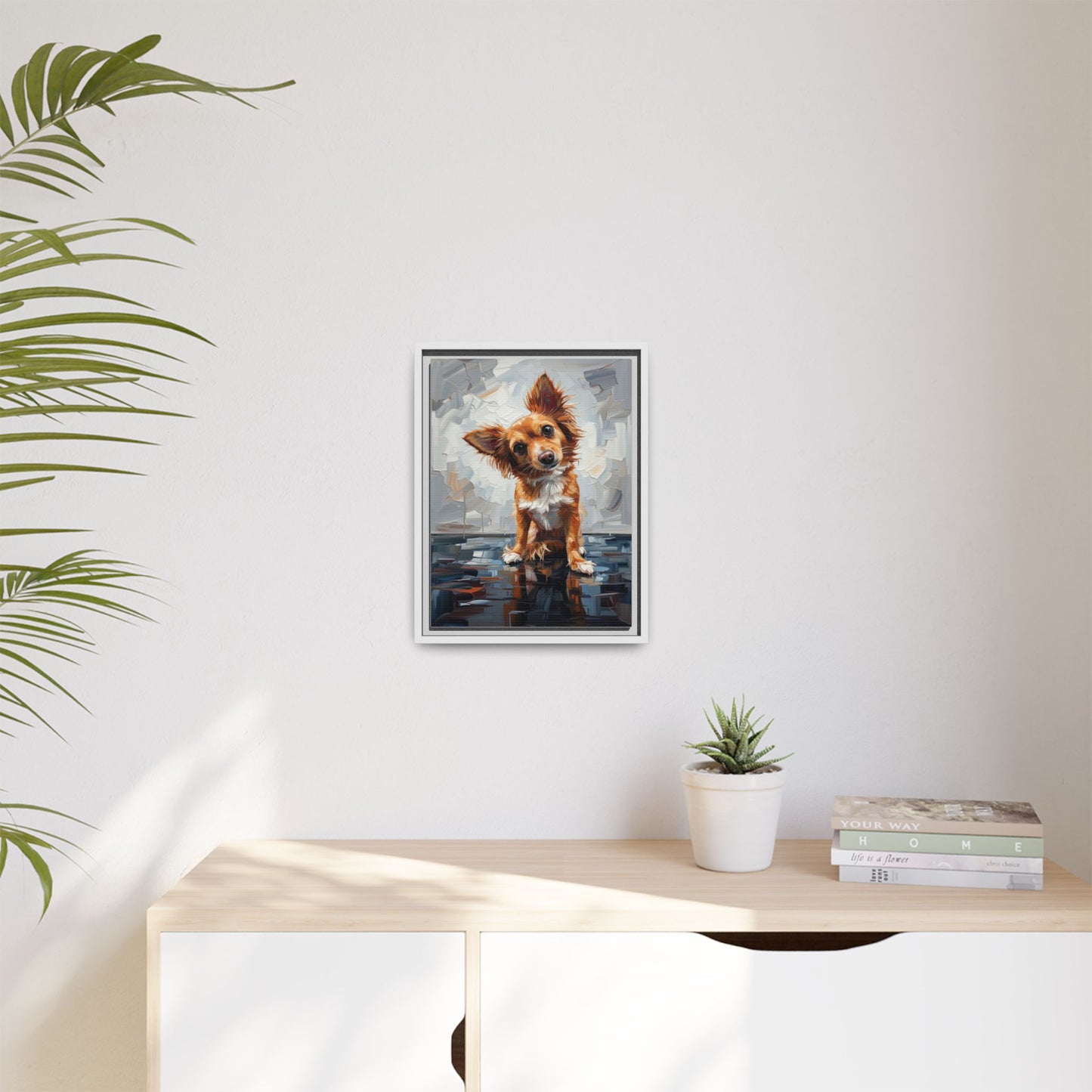 Framed Matte Canvas Print — Playful Brown Dog Portrait
