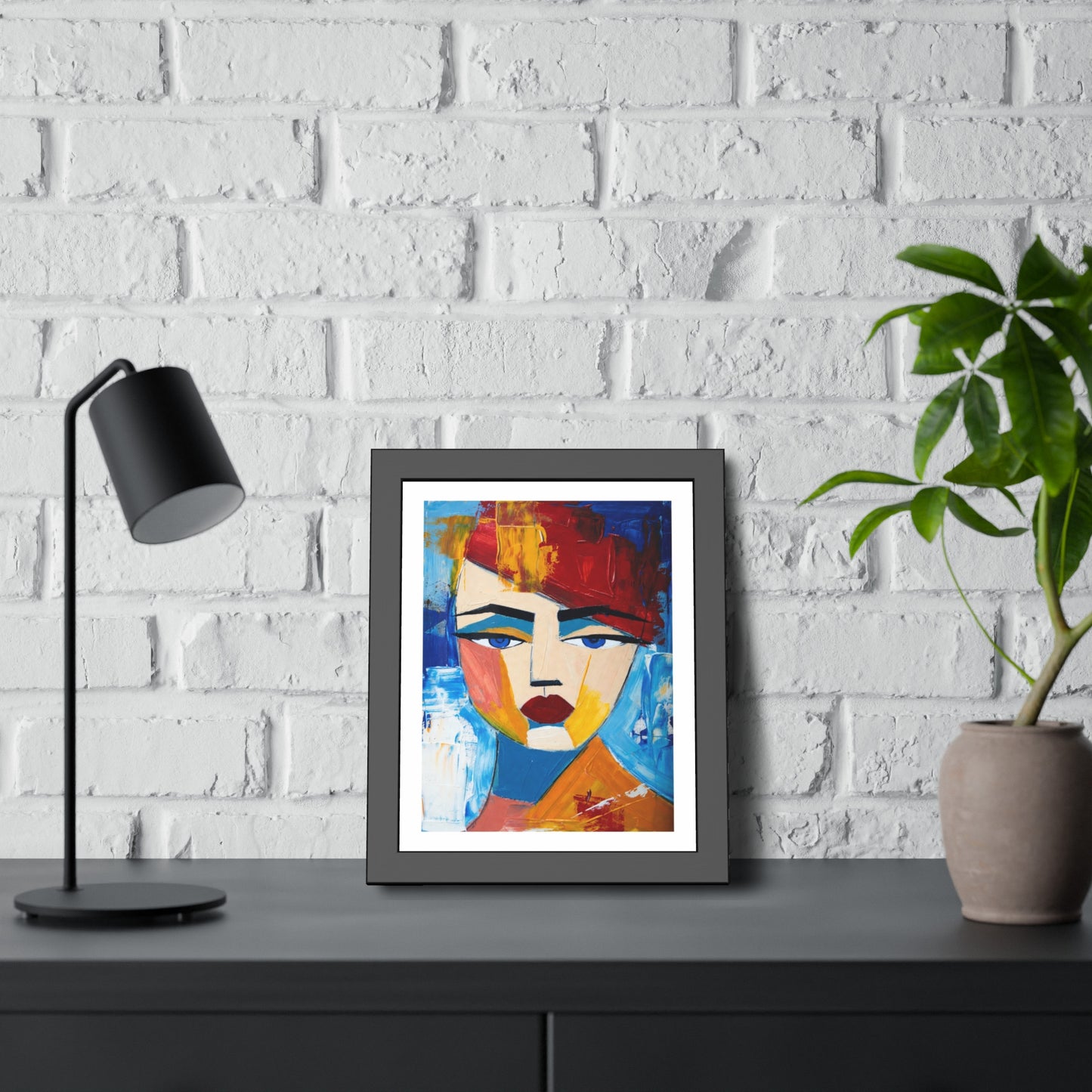 Abstract Colorful Face Framed Poster — Modern Pop Art Wall Print