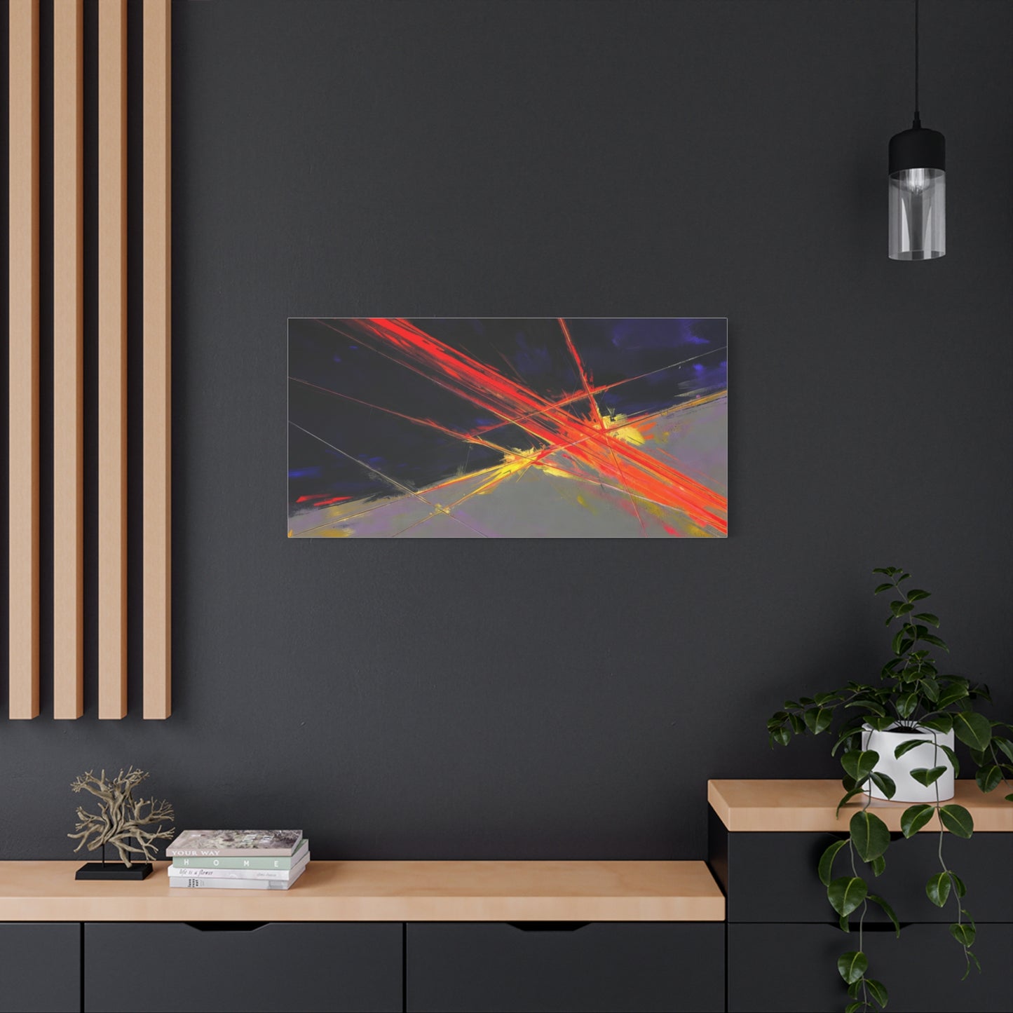 Abstract Red Streaks Matte Canvas Print — Modern Geometric Wall Art