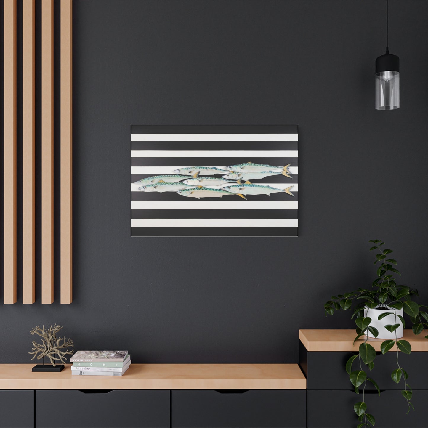 Striped Mackerel School Matte Canvas Print