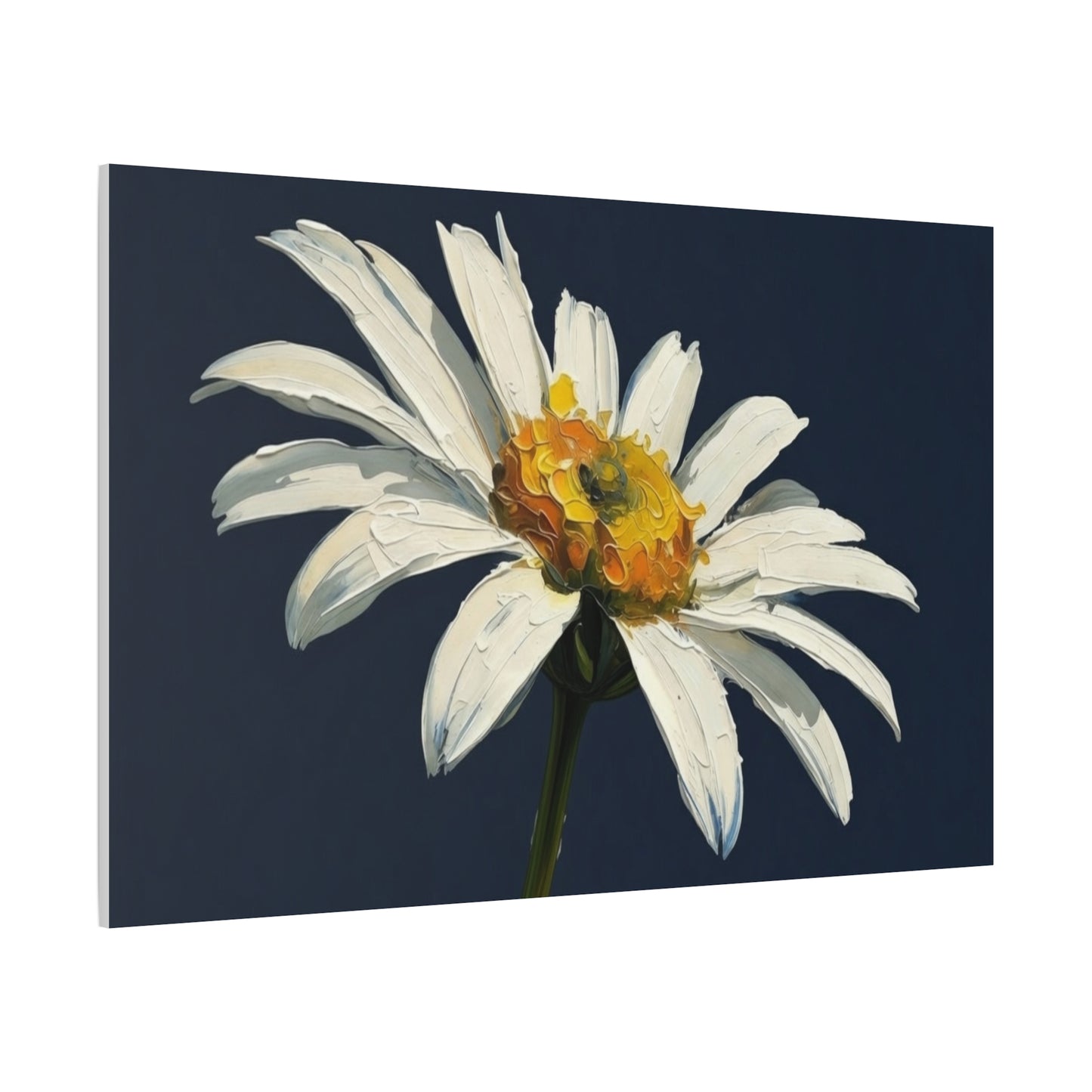 Daisy Oil-Paint Canvas Wall Art — Stretched Matte Floral Print
