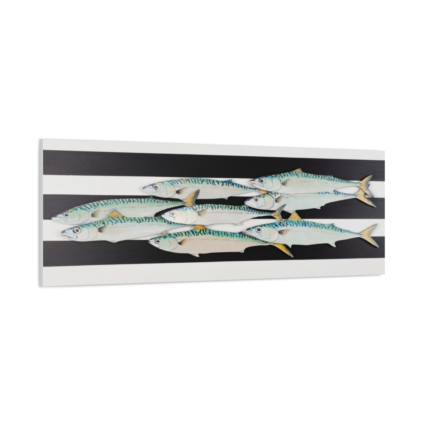 Striped Mackerel School Matte Canvas Print