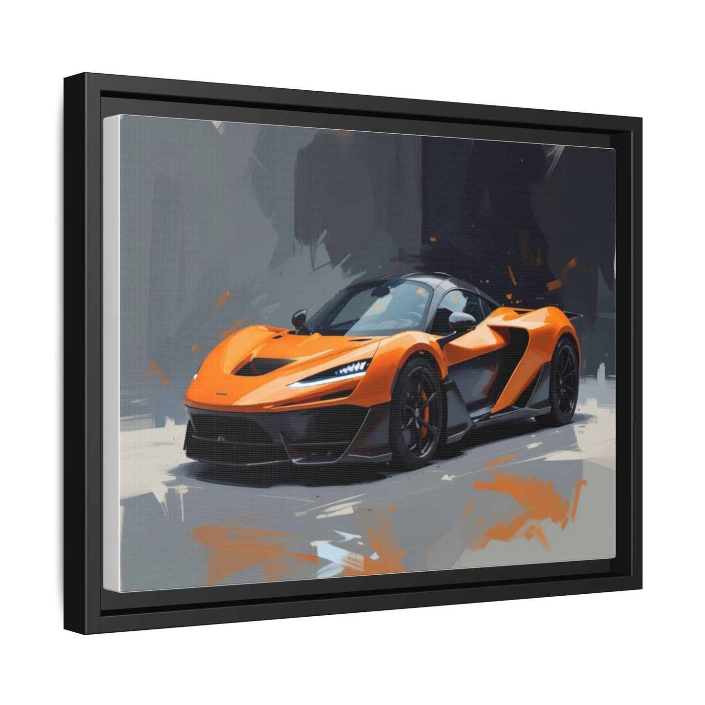 Framed Matte Canvas — Orange Sports Car Print