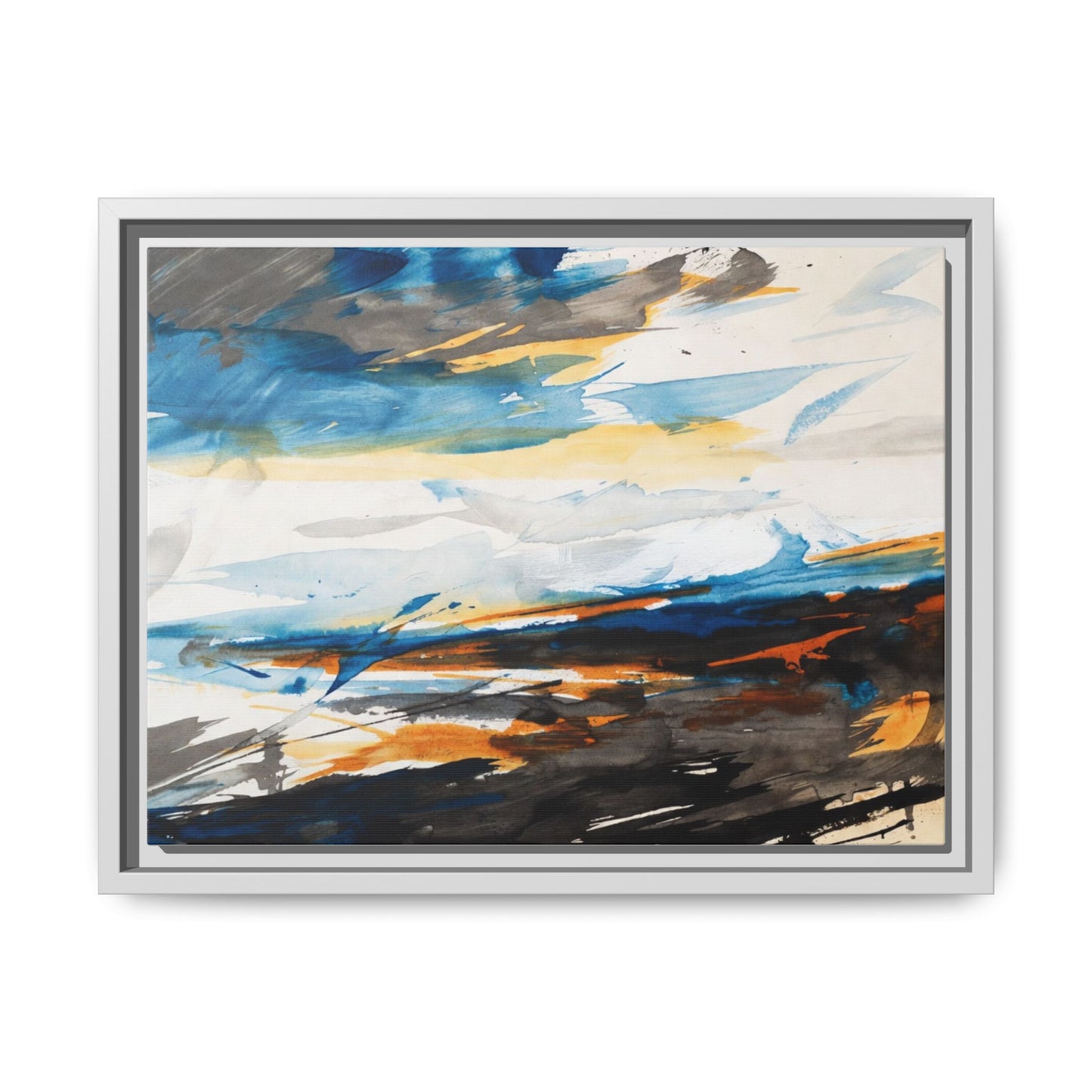 Abstract Coastal Waves Matte Canvas Framed Wall Art