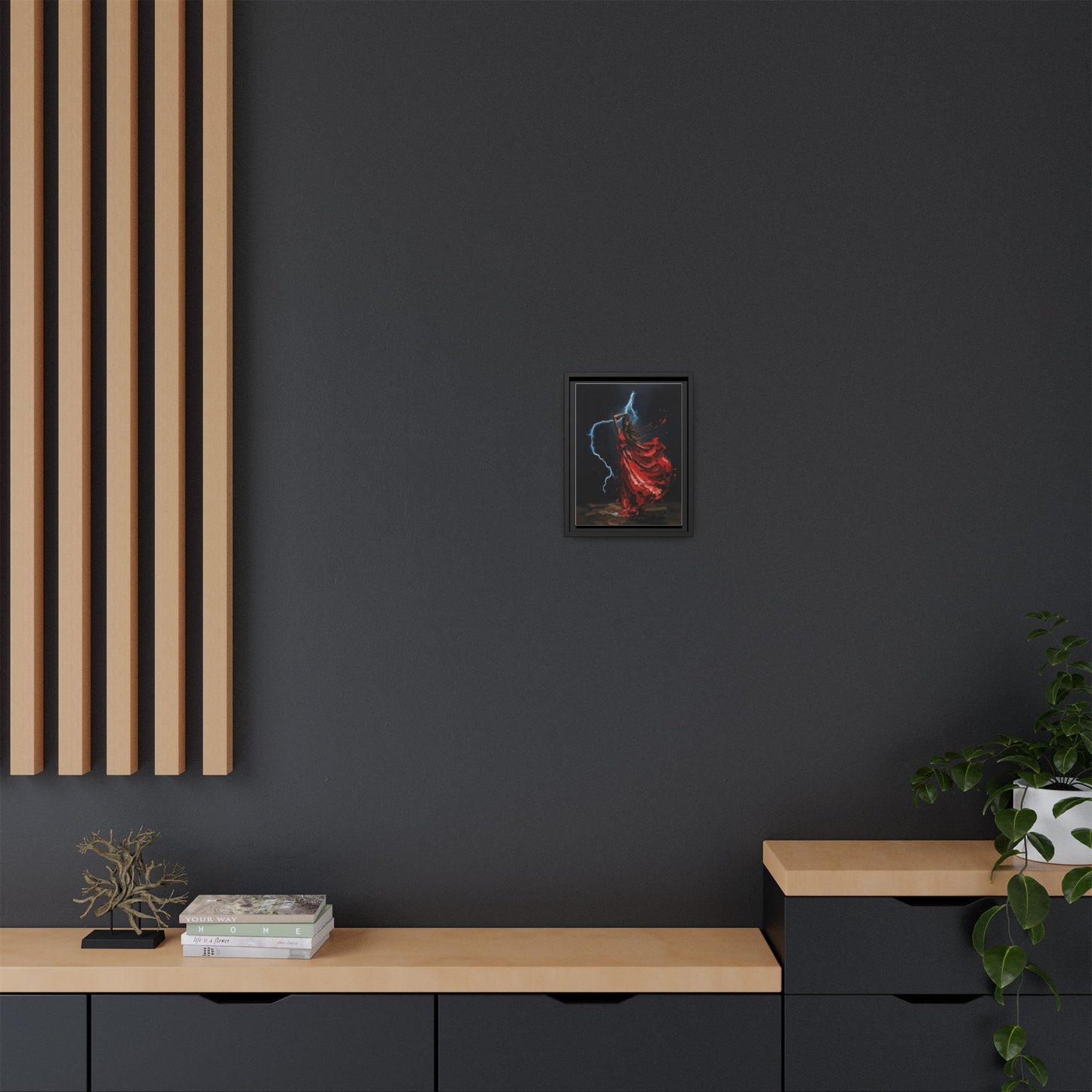 Framed Matte Canvas Print — Red Dancer Lightning Art