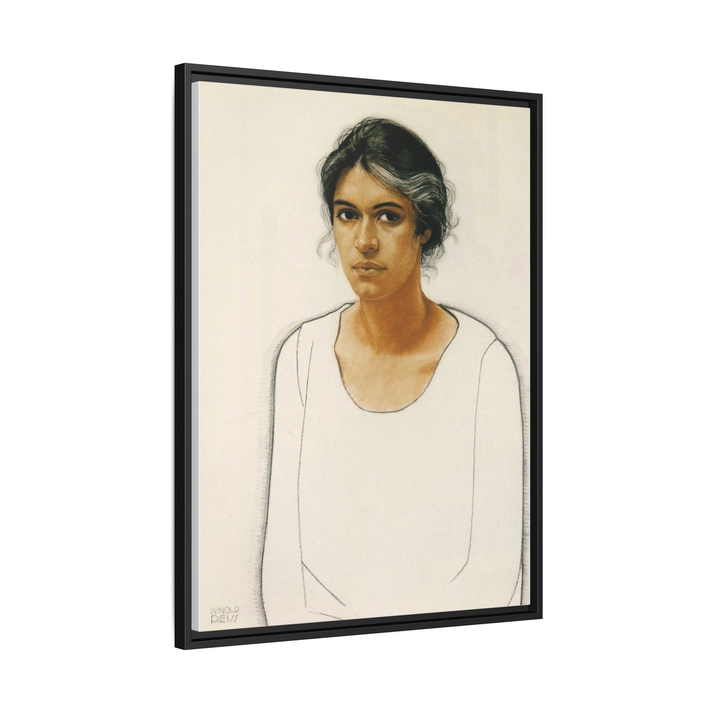 Portrait of a Woman by Winold Reiss Framed Matte Canvas Portrait Print