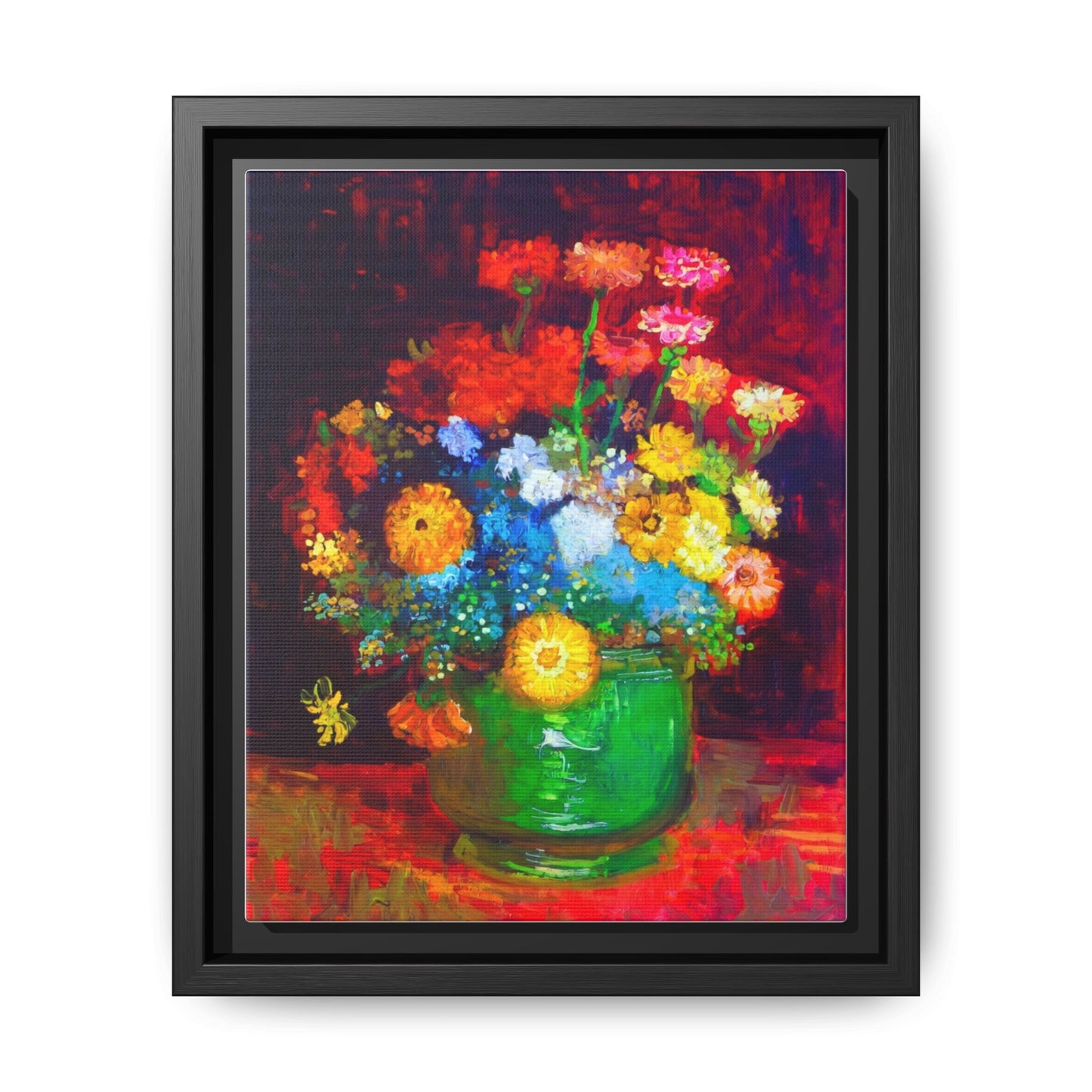 Framed Floral Canvas Print — Colorful Bouquet Wall Art