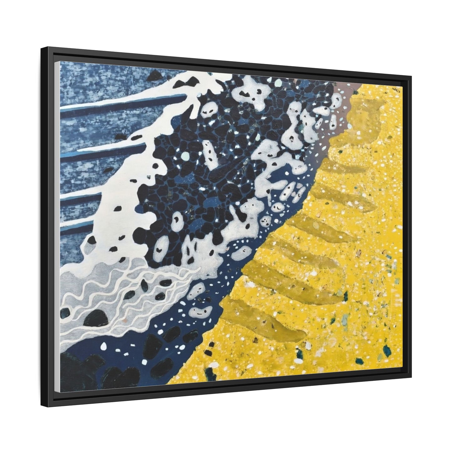 Framed Abstract Ocean & Sand Matte Canvas Print