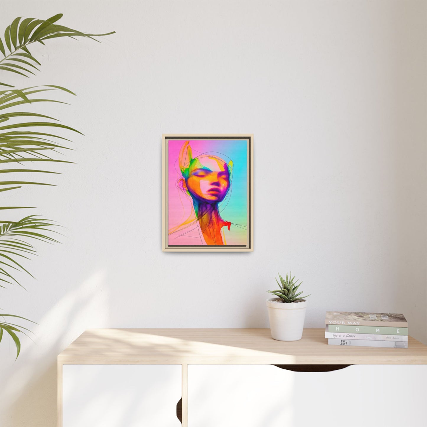 Framed Matte Canvas Art — Vibrant Abstract Portrait Wall Print