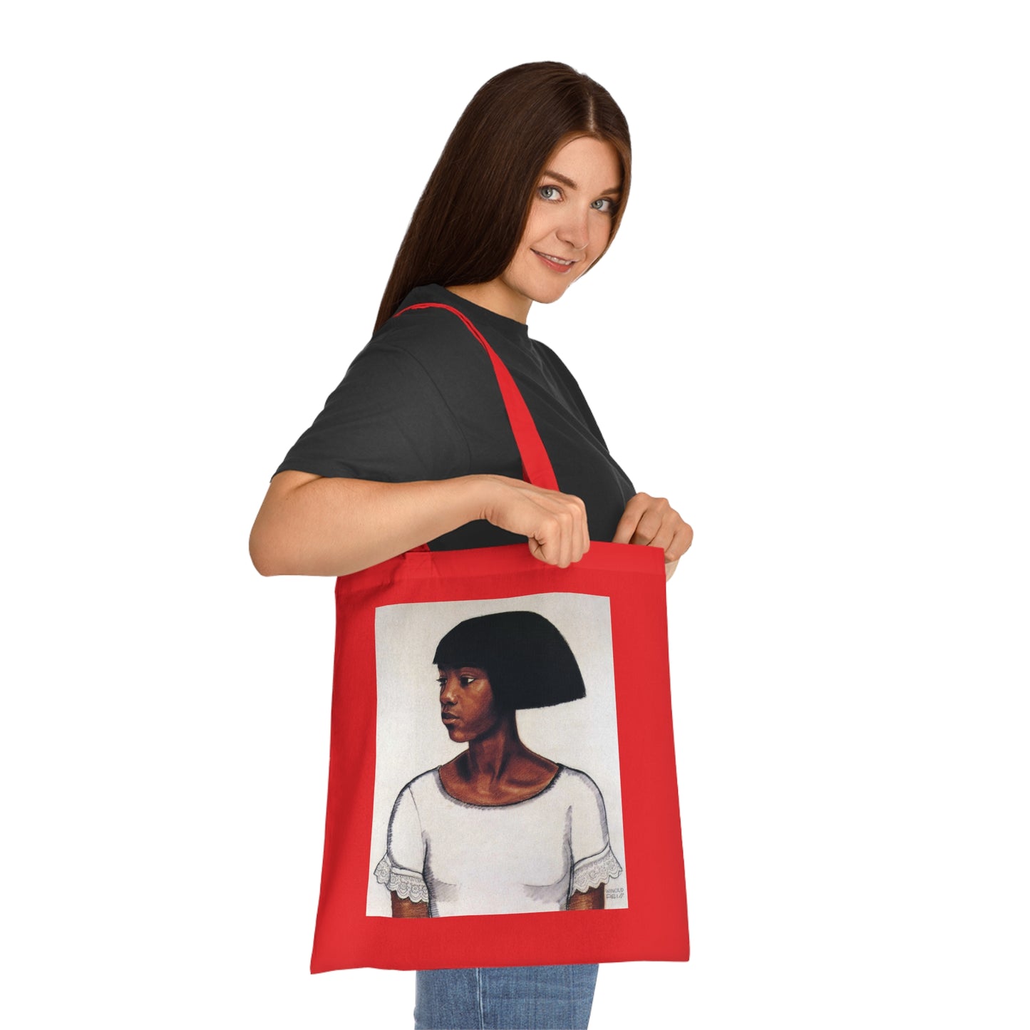 Portrait Cotton Tote Bag — Artistic Black Woman Illustration