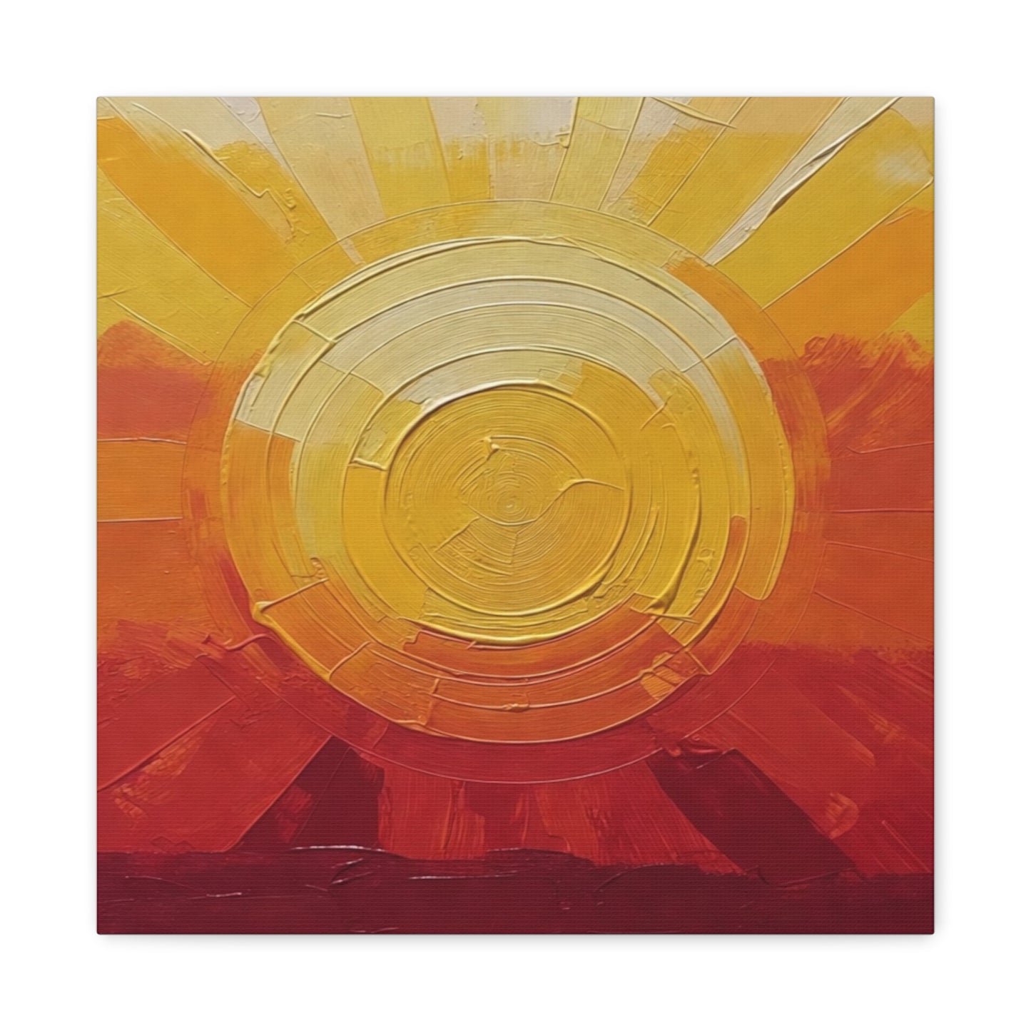 Abstract Sunrise Canvas Wall Art — Warm Sunrise Texture Matte Stretched Canvas