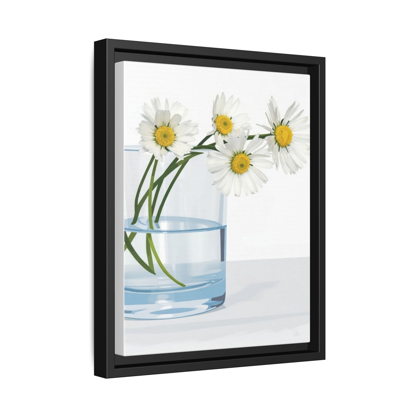 Framed Daisy Canvas Print — Minimal Botanical Wall Art