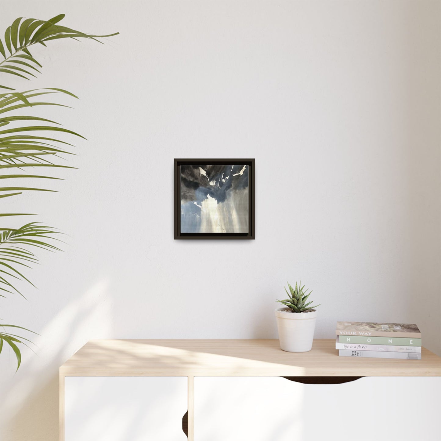 Framed Matte Canvas Art — Moody Abstract Sky Painting