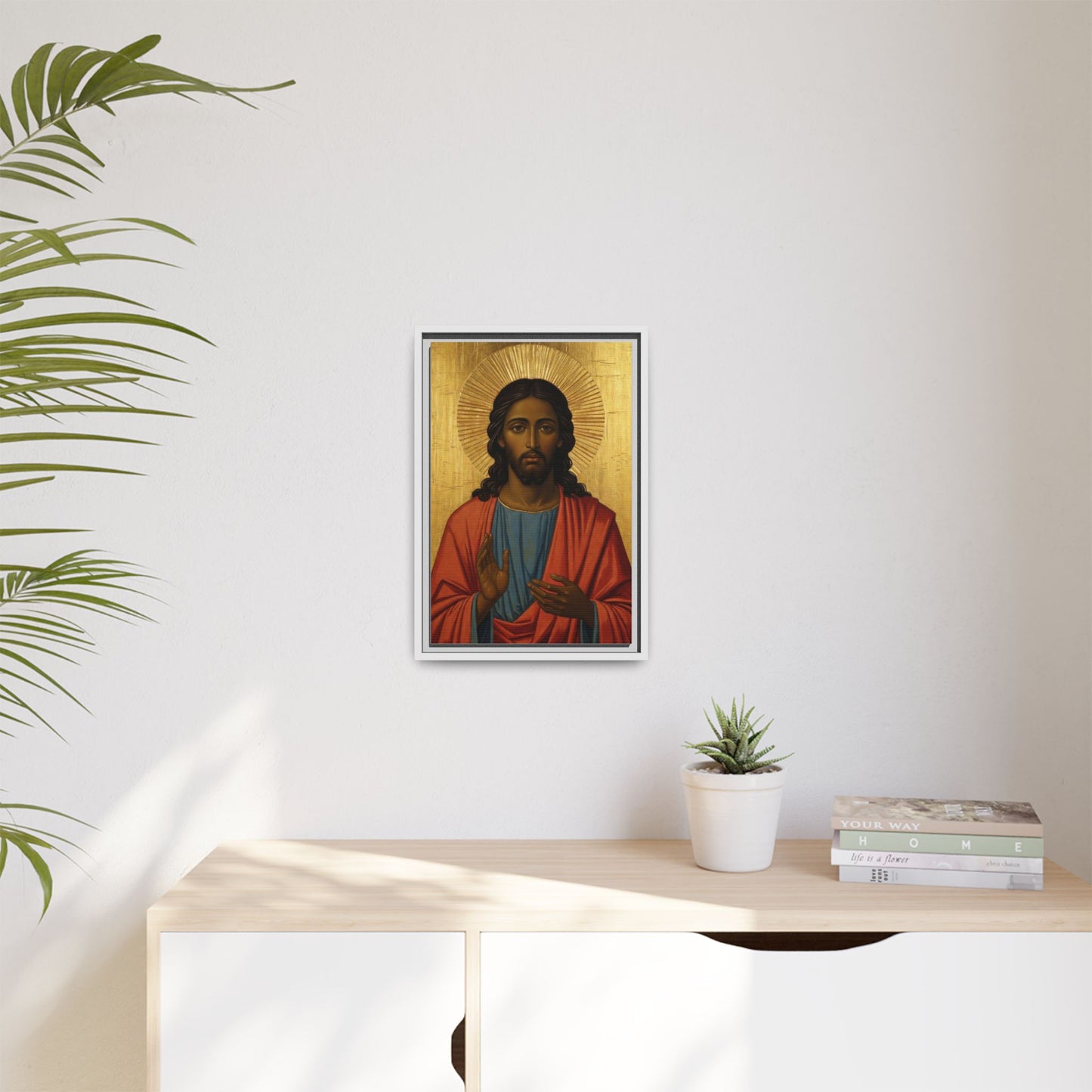Framed Orthodox Christ Icon Matte Canvas — Religious Wall Art for Home, Church, or Prayer Corner