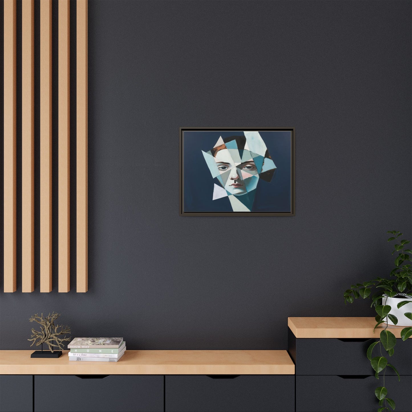 Abstract Fragmented Portrait Matte Canvas (Framed)