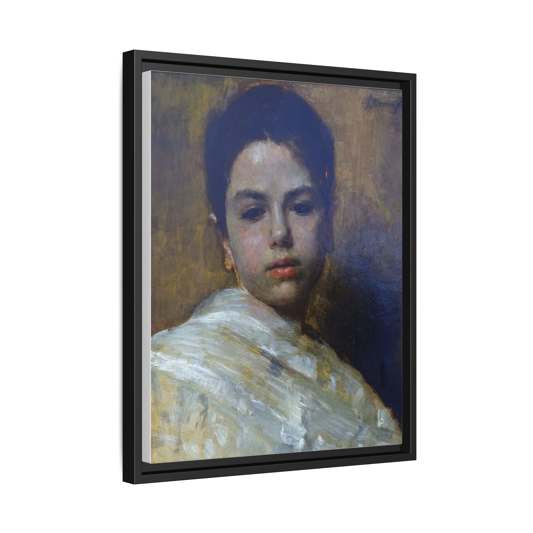 Carminella by Antonio Mancini Framed Matte Canvas Art Print