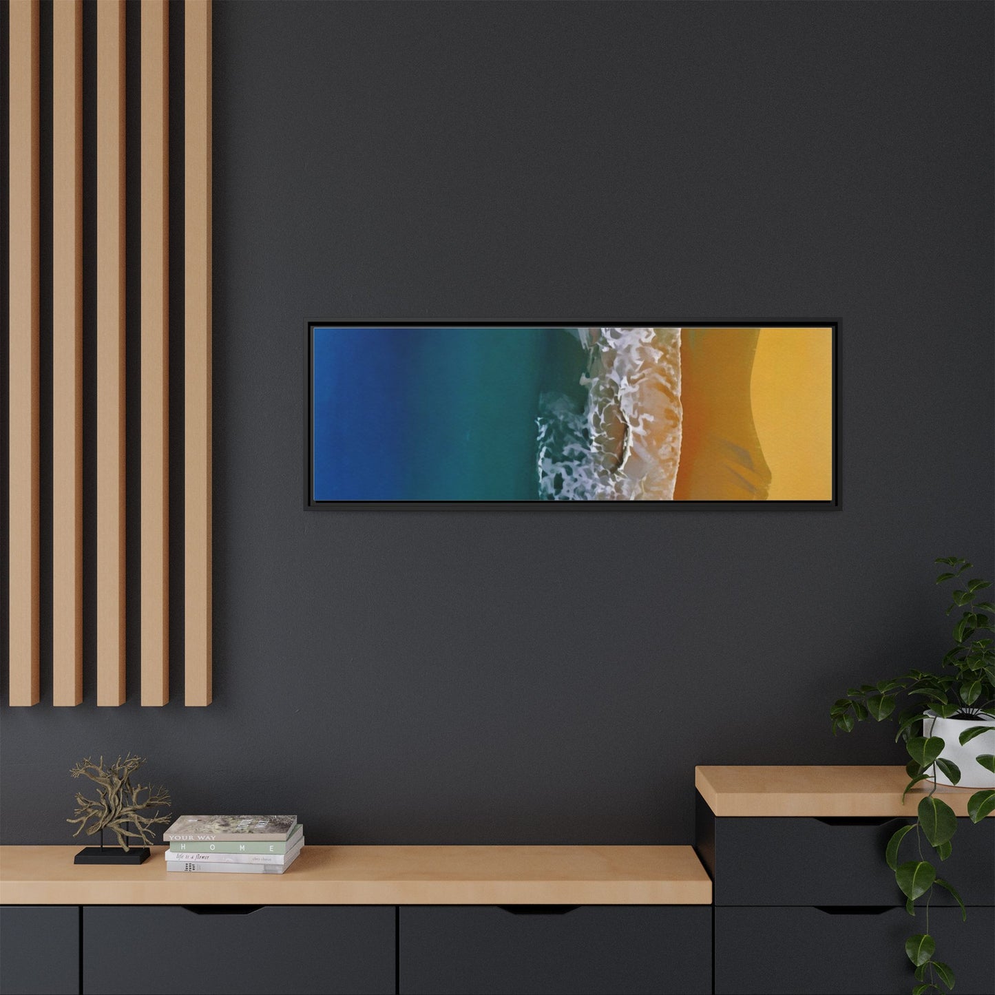 Framed Matte Canvas Seascape Print – Coastal Waves Wall Art