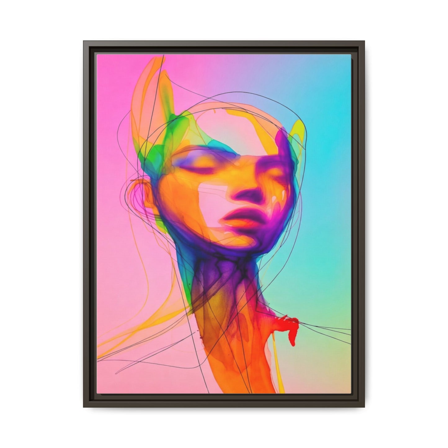 Framed Matte Canvas Art — Vibrant Abstract Portrait Wall Print