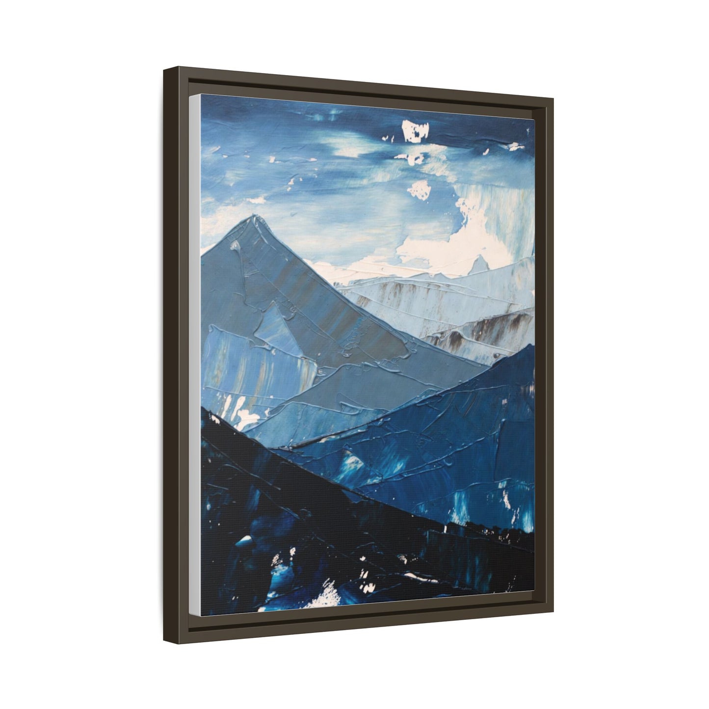 Blue Mountain Landscape Matte Canvas Framed | Abstract Mountain Wall Art