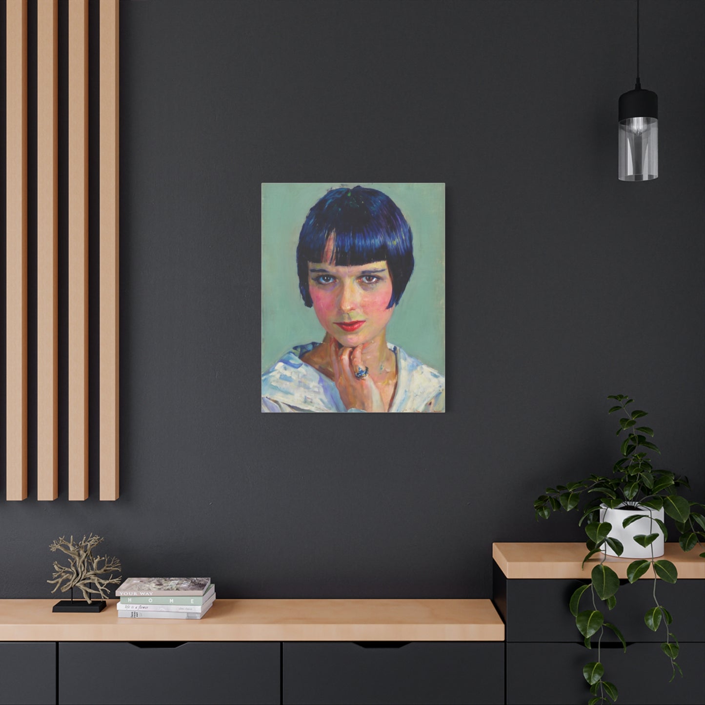 Portrait Canvas Print — Vintage Flapper Woman Matte Stretched Wall Art
