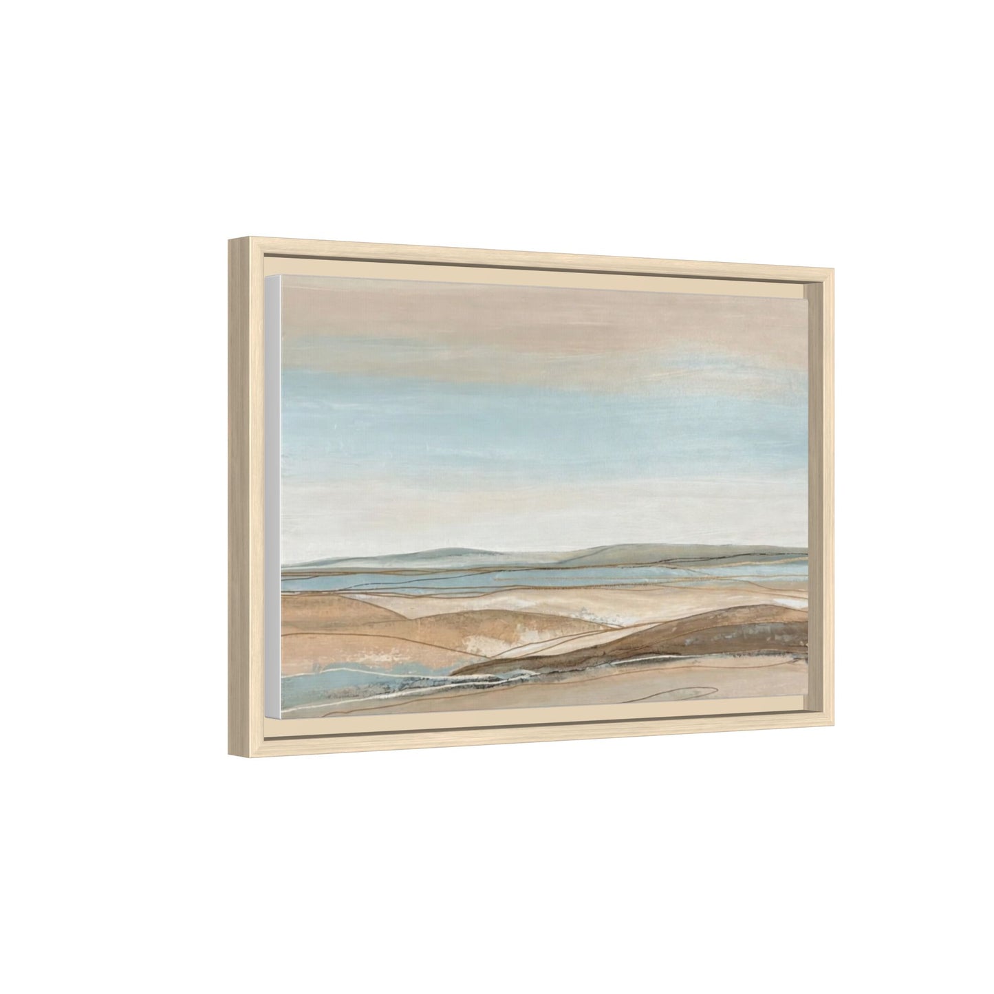 Framed Abstract Landscape Matte Canvas — Serene Coastal Horizon Wall Art