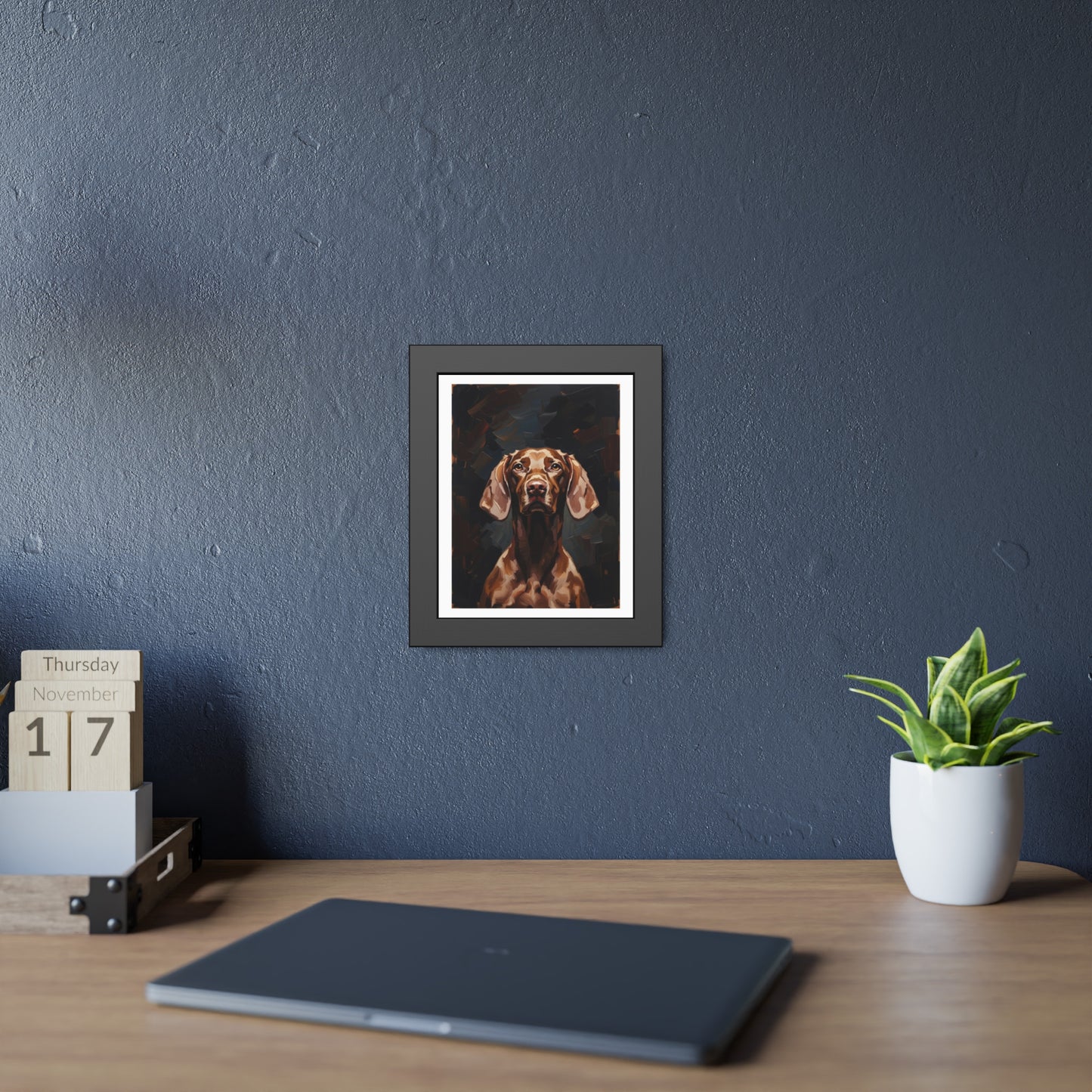 Chocolate Vizsla Dog Framed Paper Posters