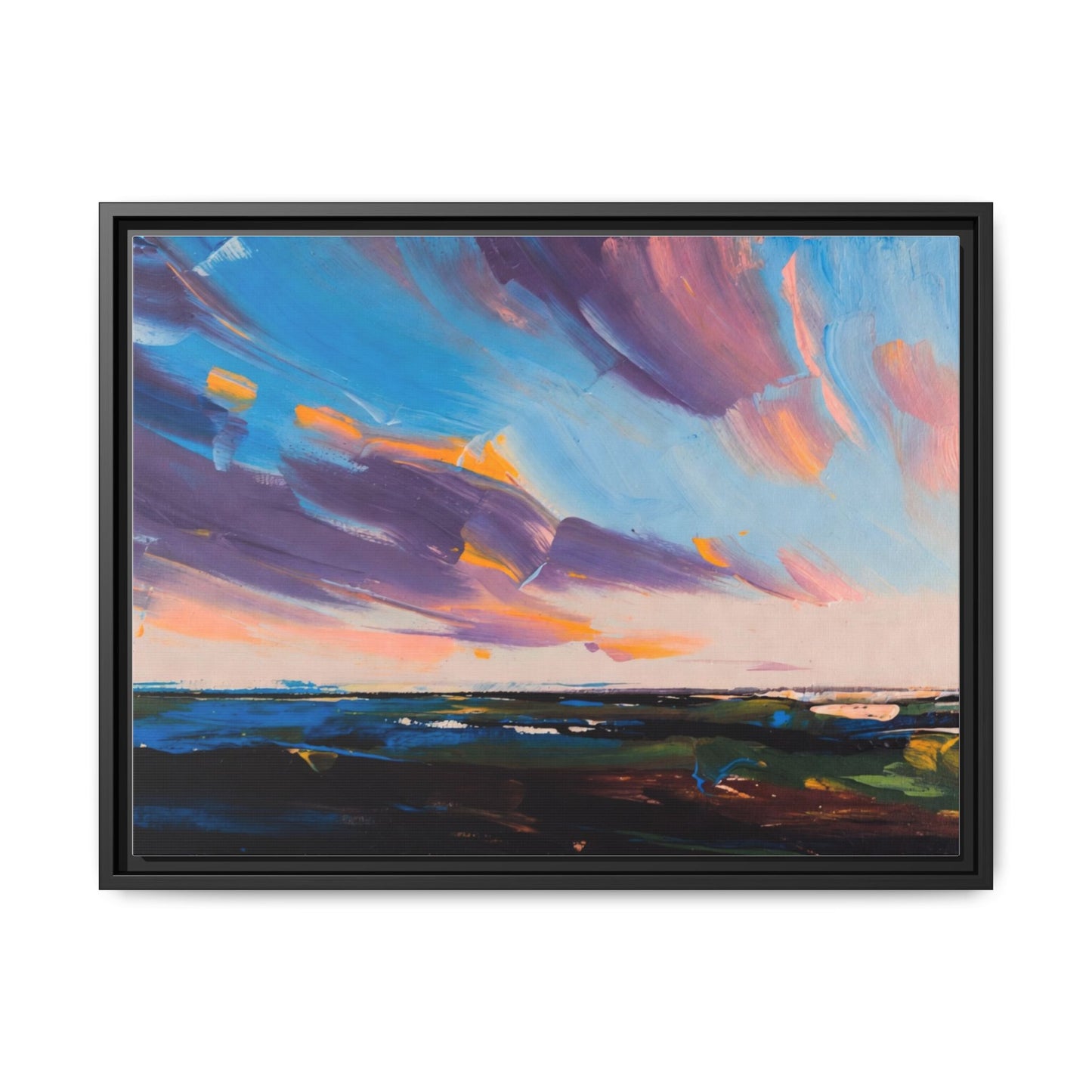 Framed Matte Canvas Abstract Seascape Sunset Art Print