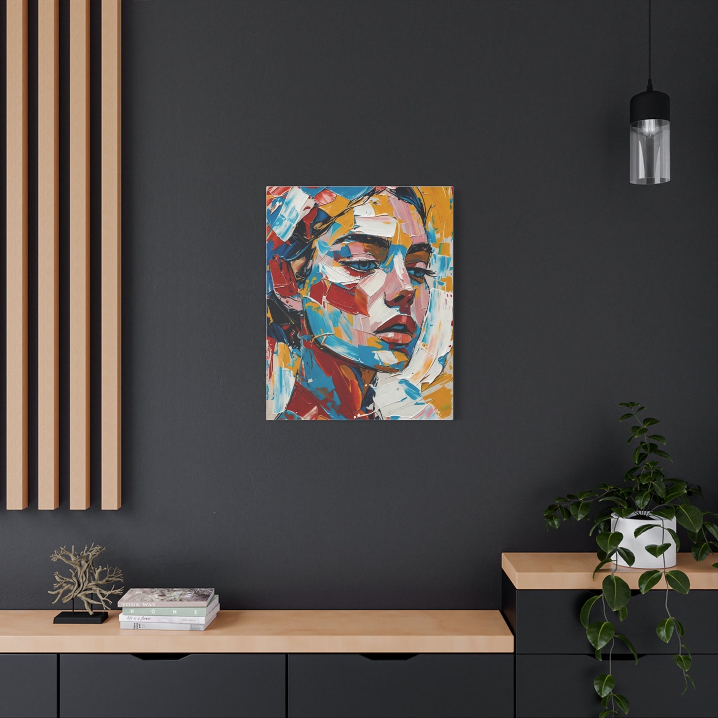 Abstract Colorful Portrait Matte Canvas Print — Modern Stretched Wall Art